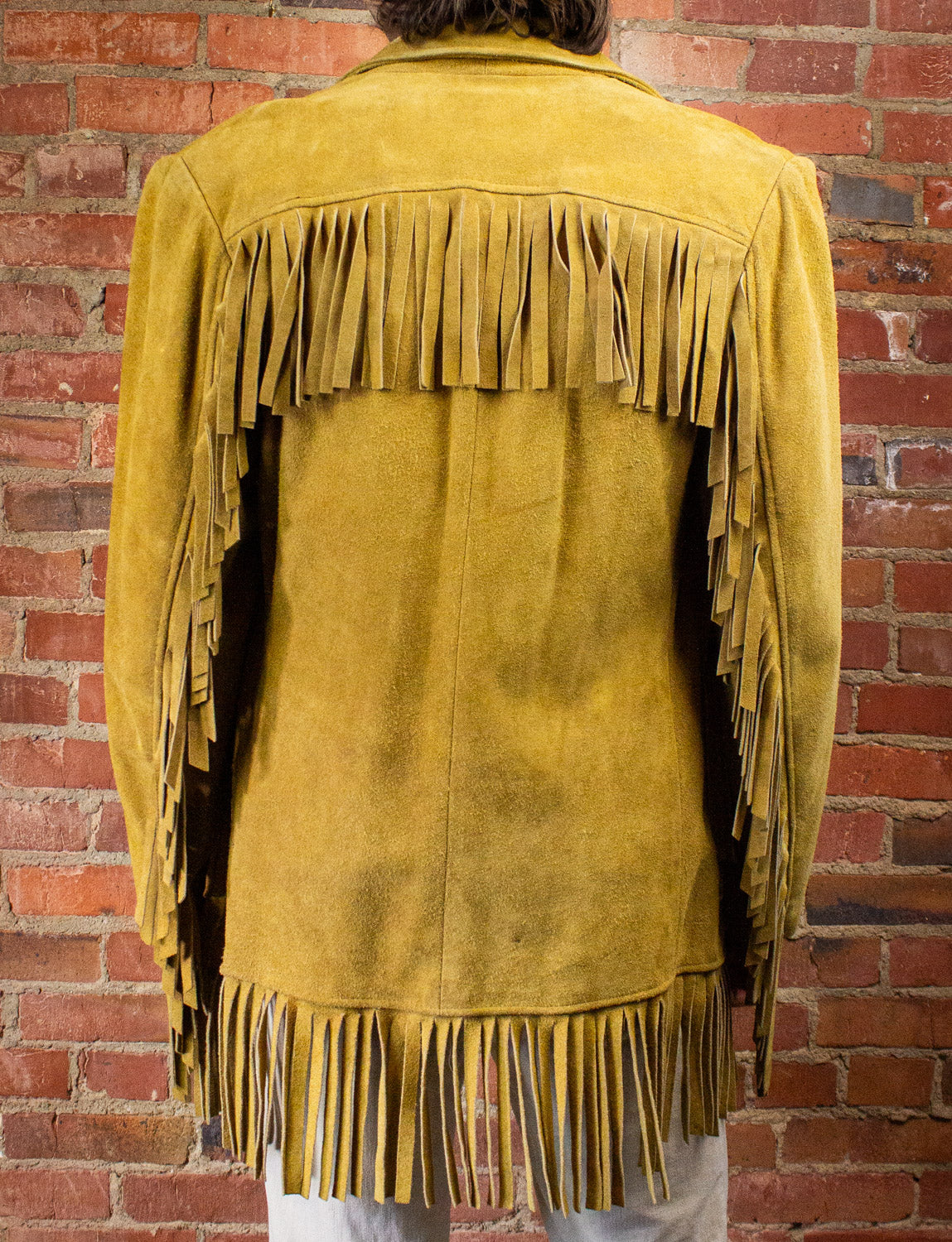 Vintage James S Lee & Co Suede Fringe Jacket 70s Tan XL