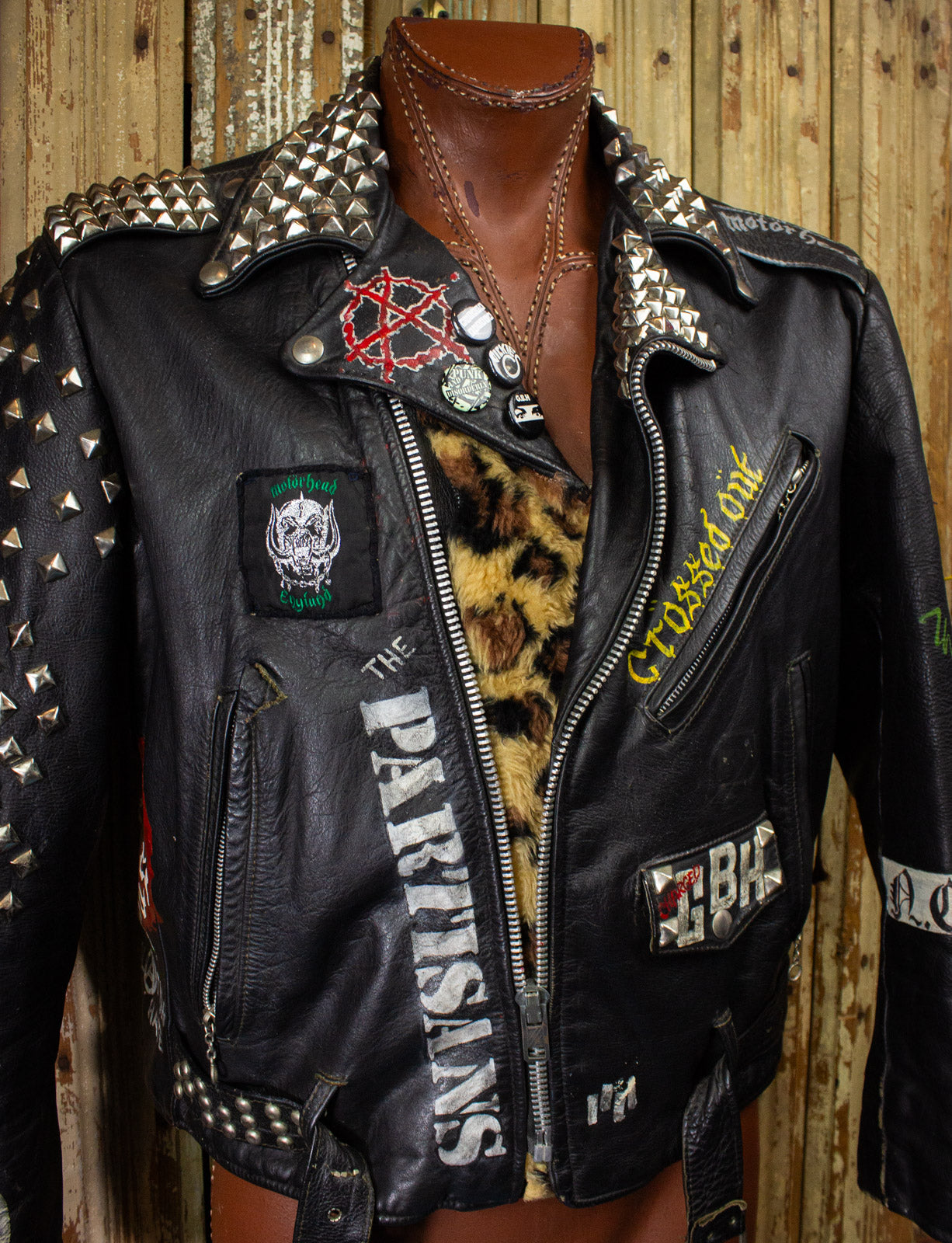 Vintage Excelled Studded Leather Biker Jacket 70s XL