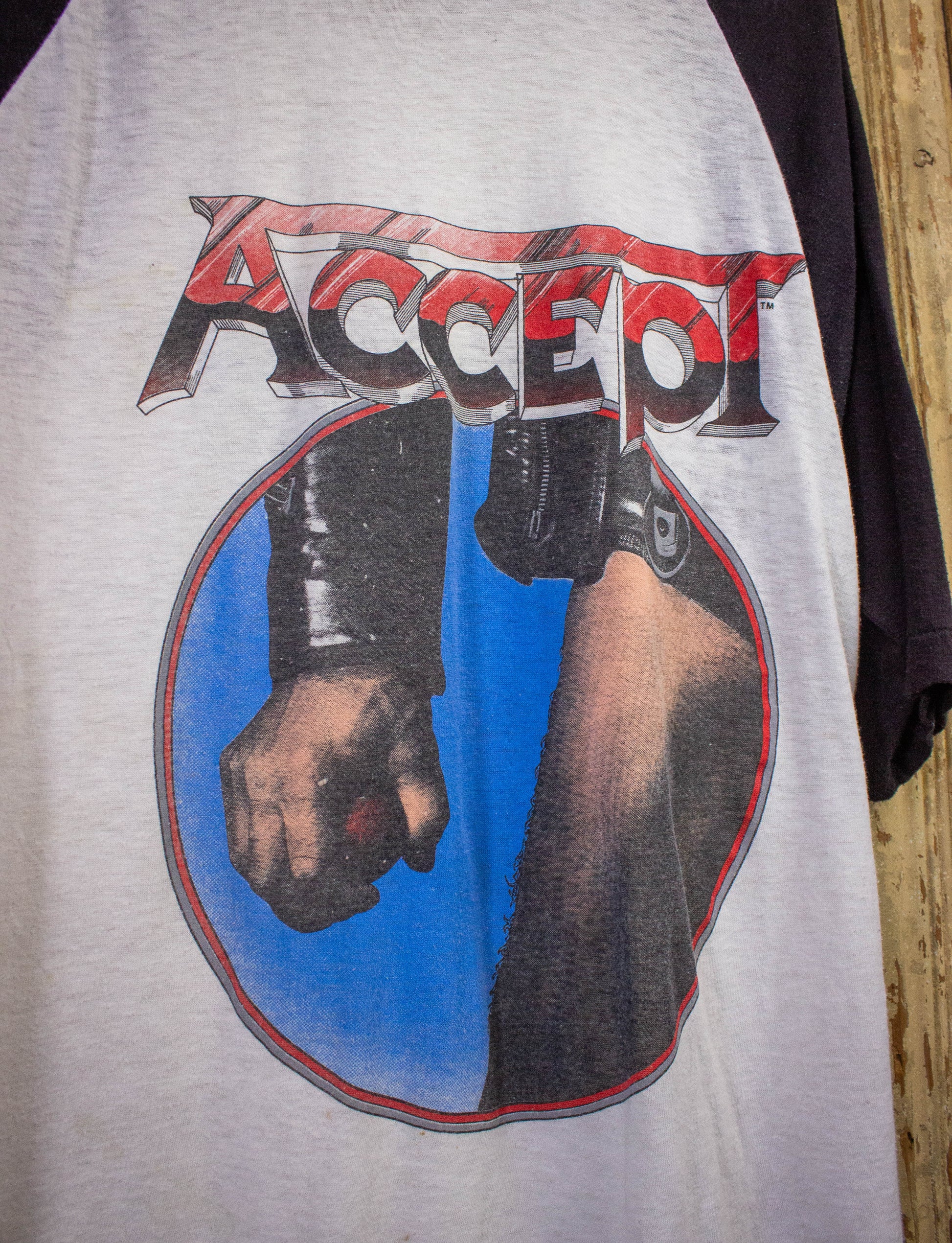 Vintage Accept Balls to the Wall Raglan Concert T Shirt 1984 Black and White Small