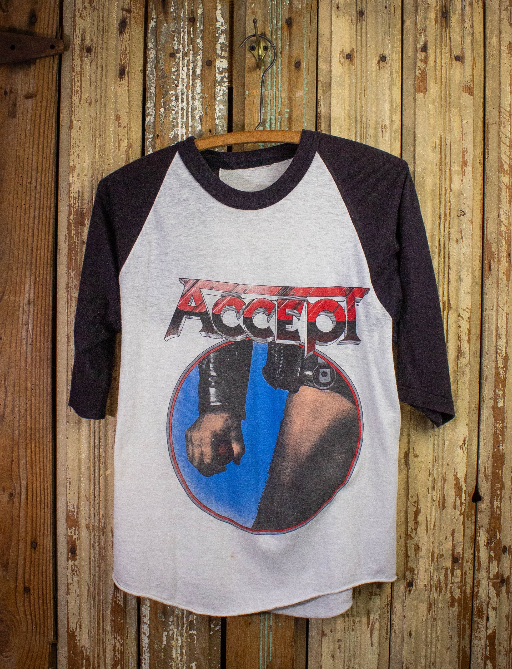 Vintage Accept Balls to the Wall Raglan Concert T Shirt 1984 Black and White Small