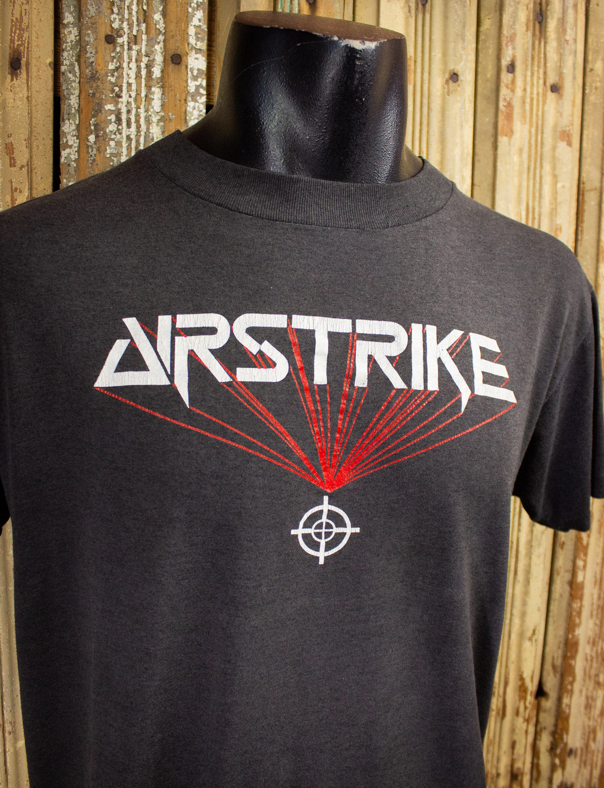 Vintage Airstrike Back The Attack Concert T Shirt 1986 Black Large