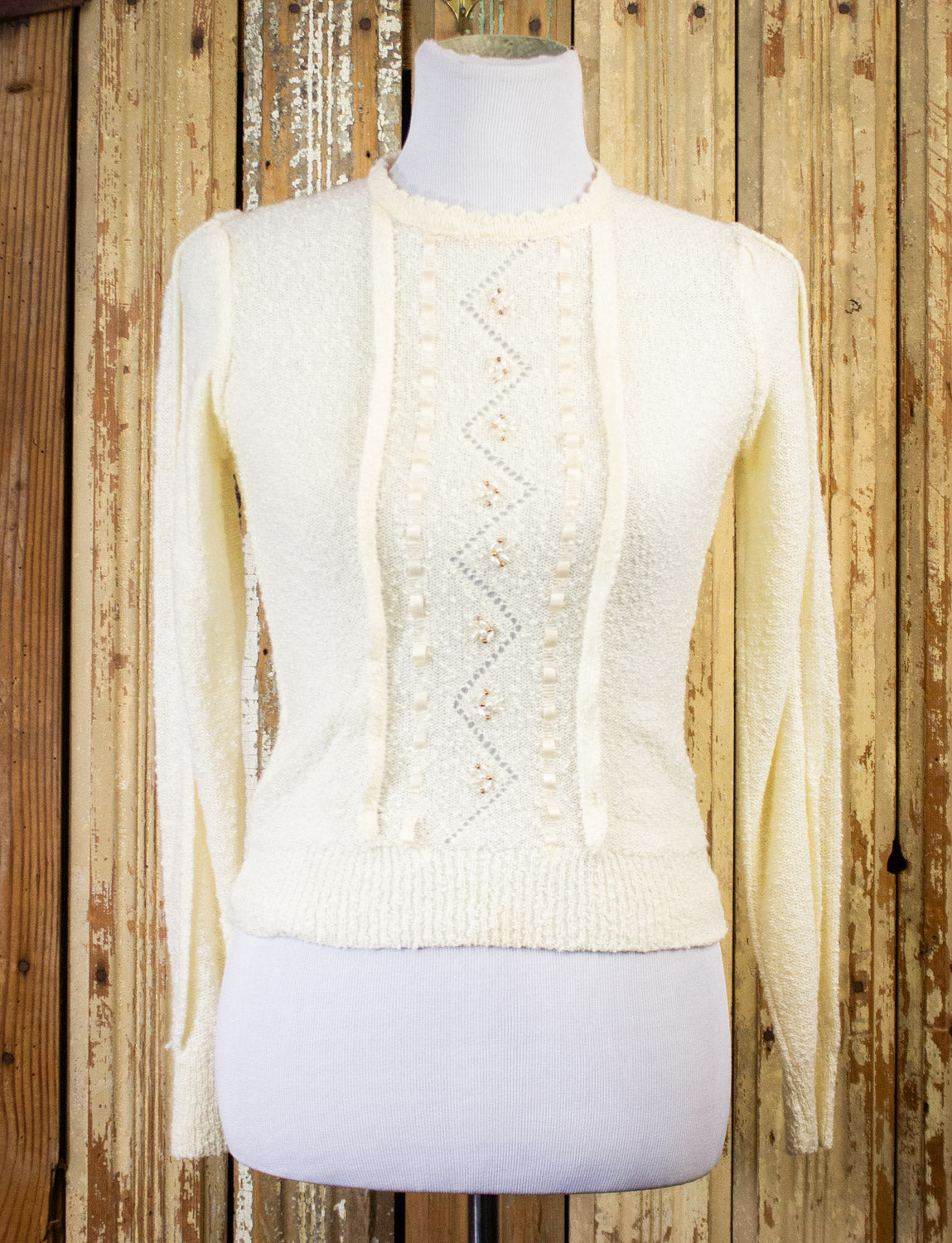 Vintage Alberoy Cream Sweater 80s XS