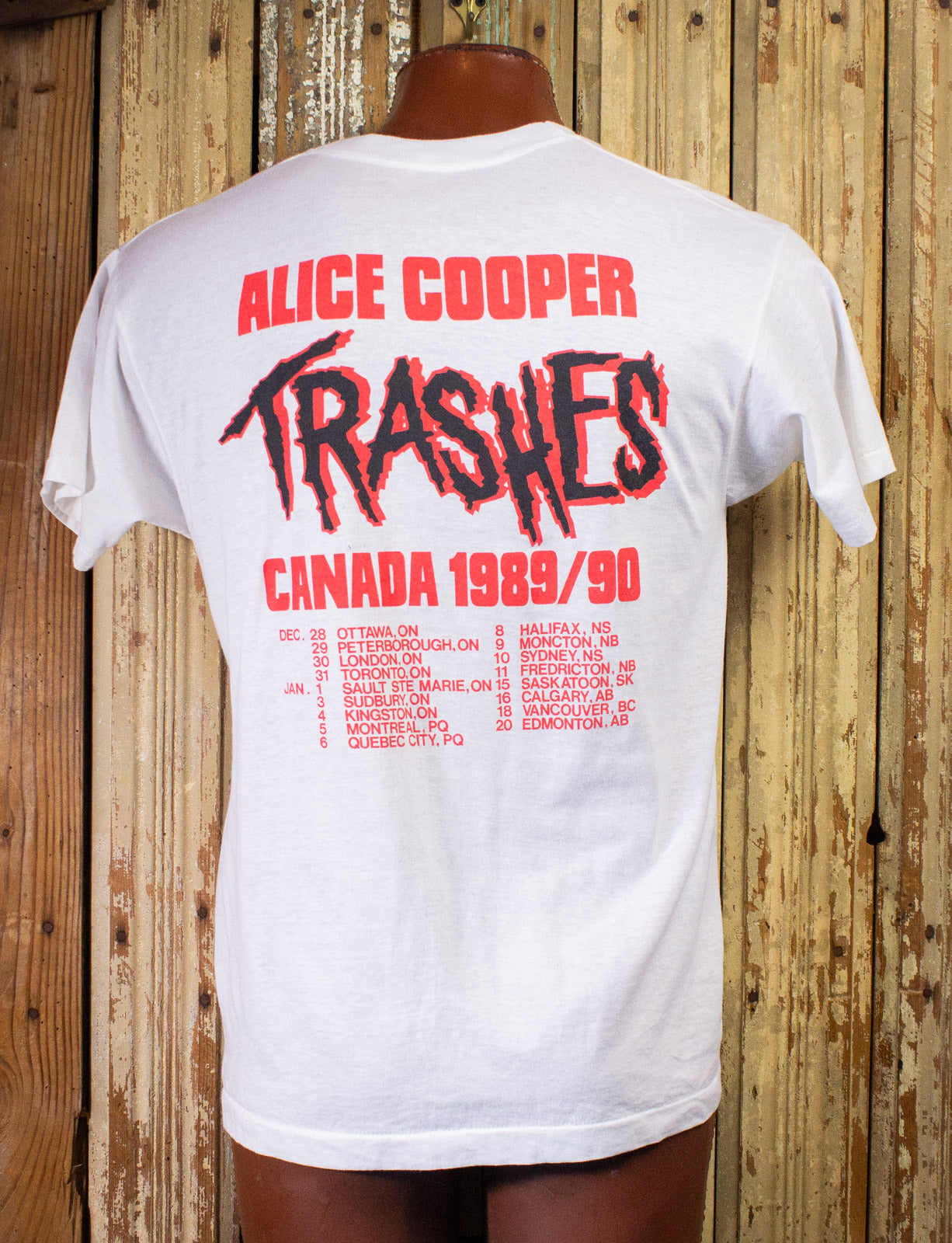 Vintage Alice Cooper Trash Canada Concert T Shirt 1989/90 White XL