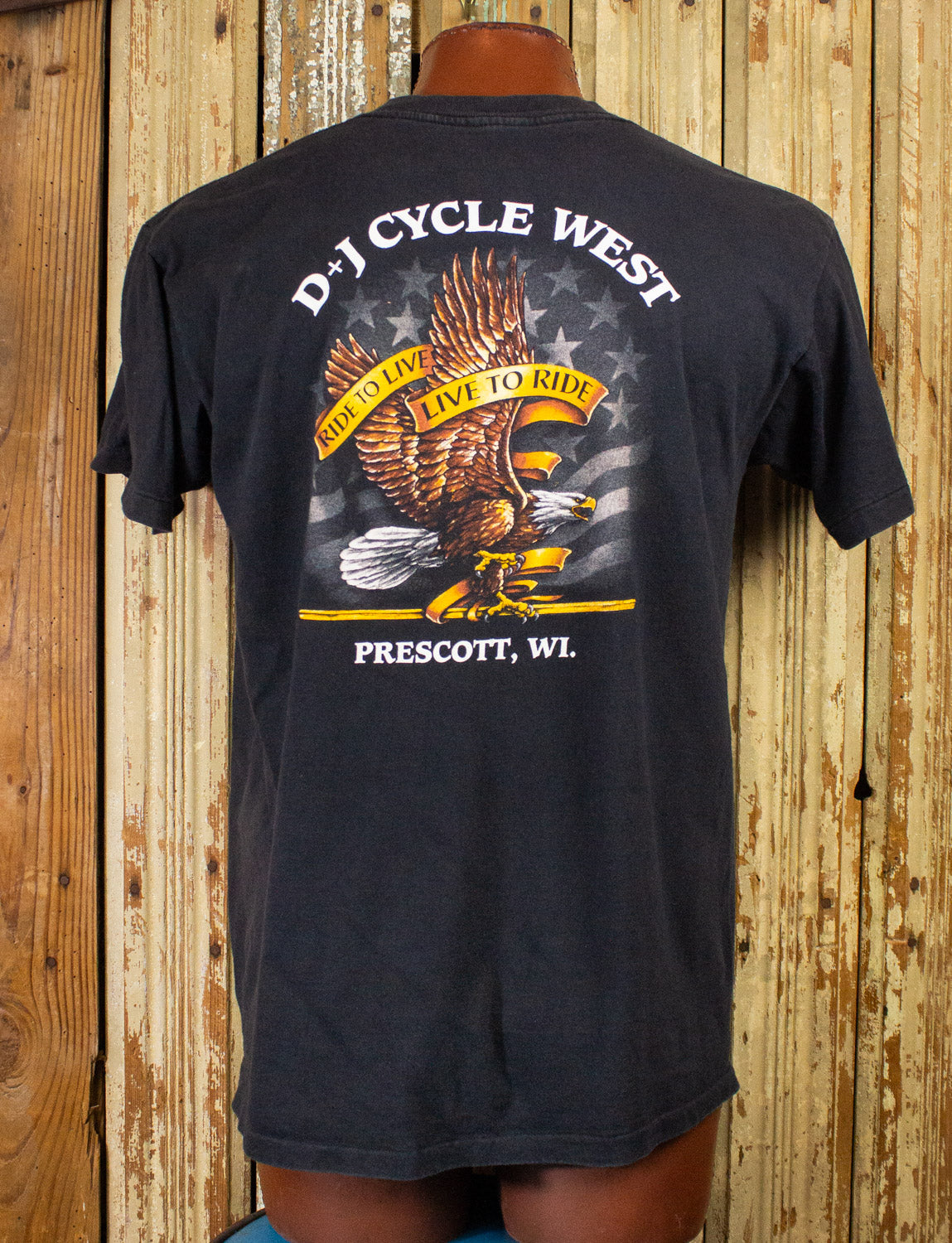 Vintage American Biker Old Bikes and Good Whiskey Graphic T Shirt 90s Black Large 