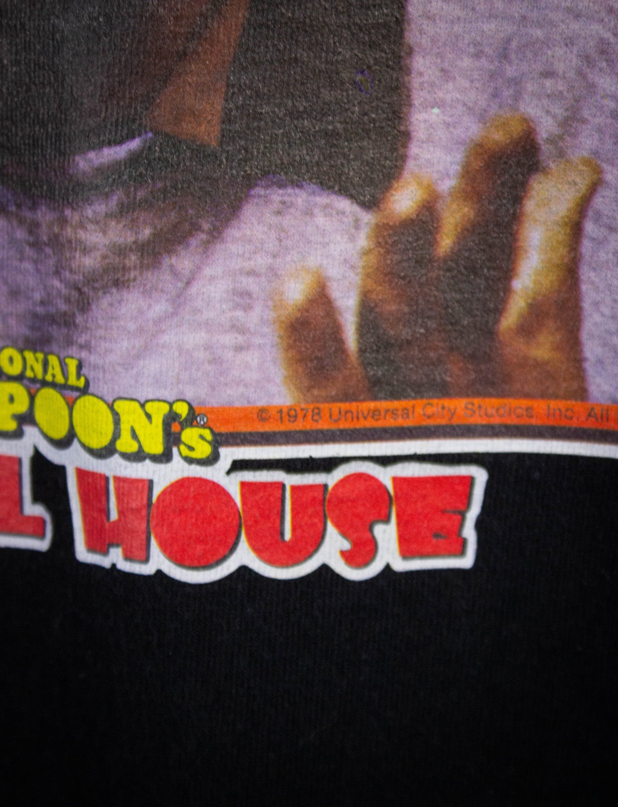 Vintage National Lampoon's Animal House Iron On Graphic T Shirt Black XL