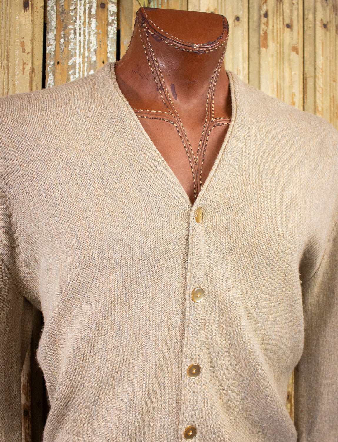 Vintage Arnold Palmer Tan Cardigan Sweater 80s Large