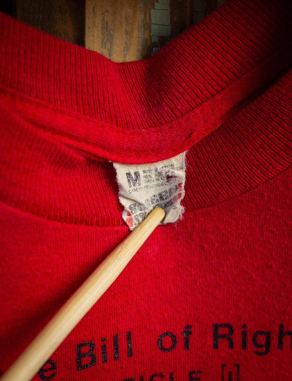 Vintage Bill of Rights Graphic T Shirt 80s Red Small