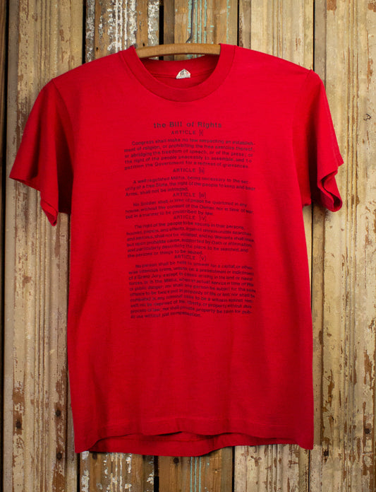 Vintage Bill of Rights Graphic T Shirt 80s Red Small