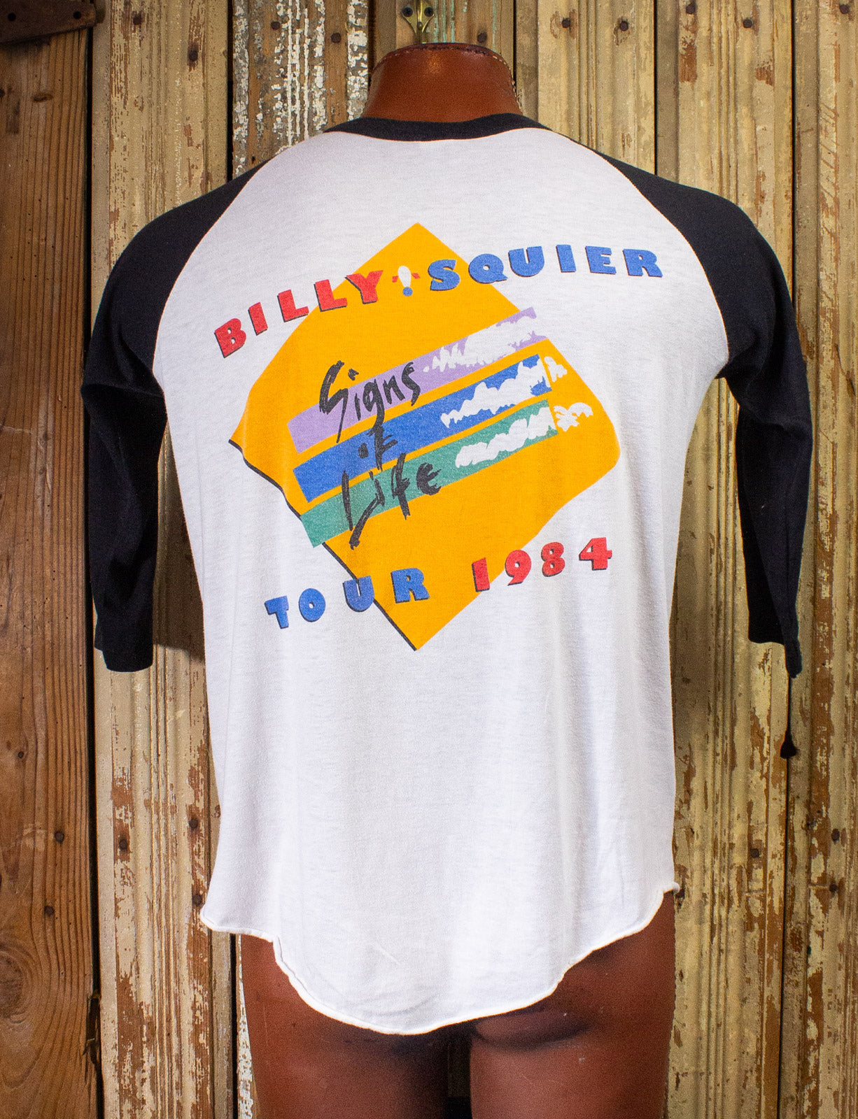 Vintage Billy Squier Signs of Life Raglan Concert T Shirt 1984 Black/White Large