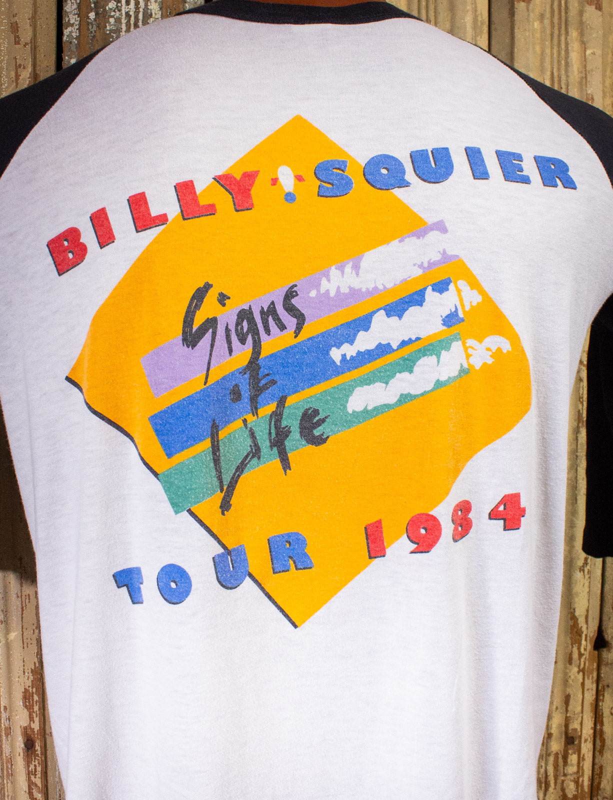 Vintage Billy Squier Signs of Life Raglan Concert T Shirt 1984 Black/White Large