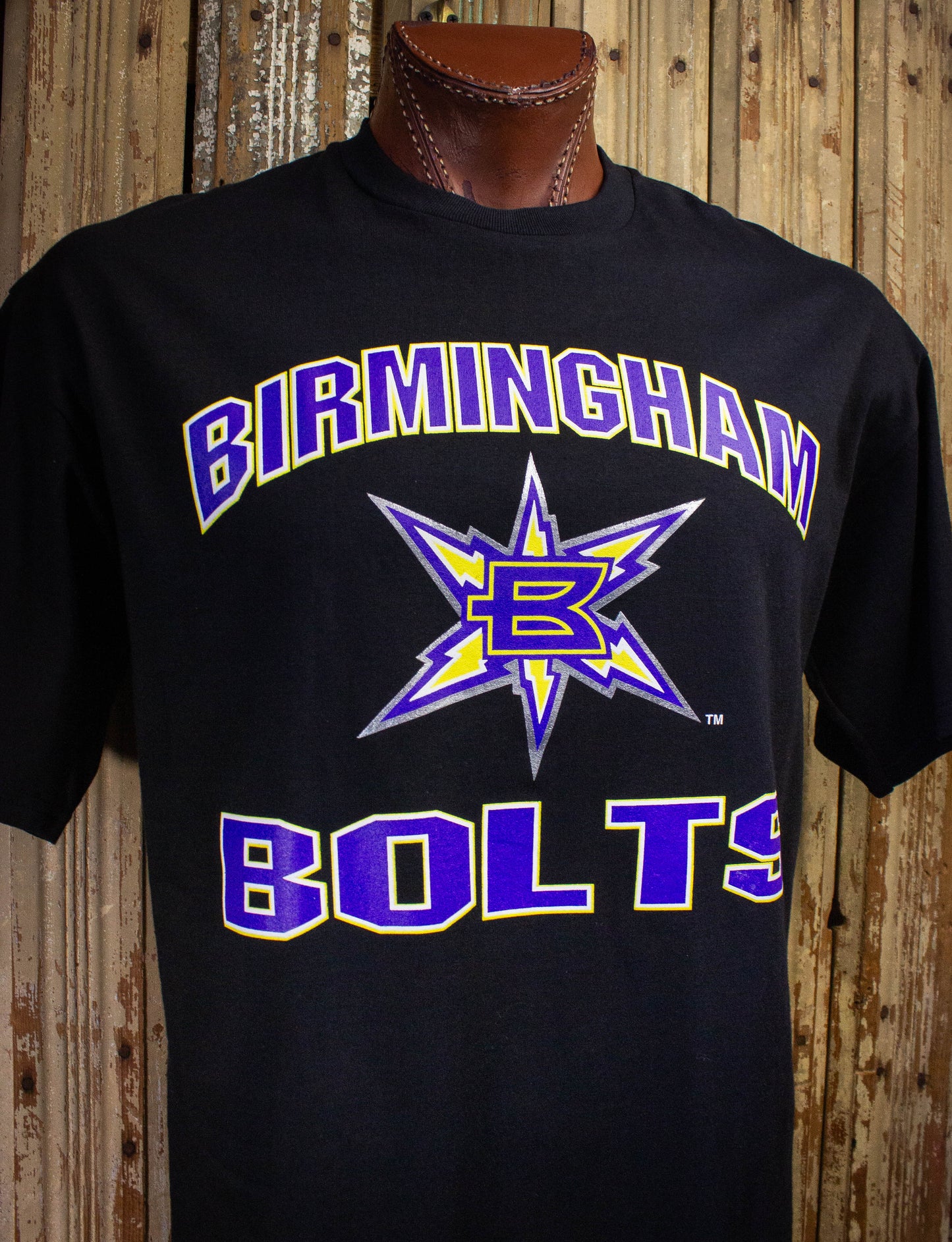 Vintage XFL Birmingham Bolts Graphic T Shirt 2001 Black XL