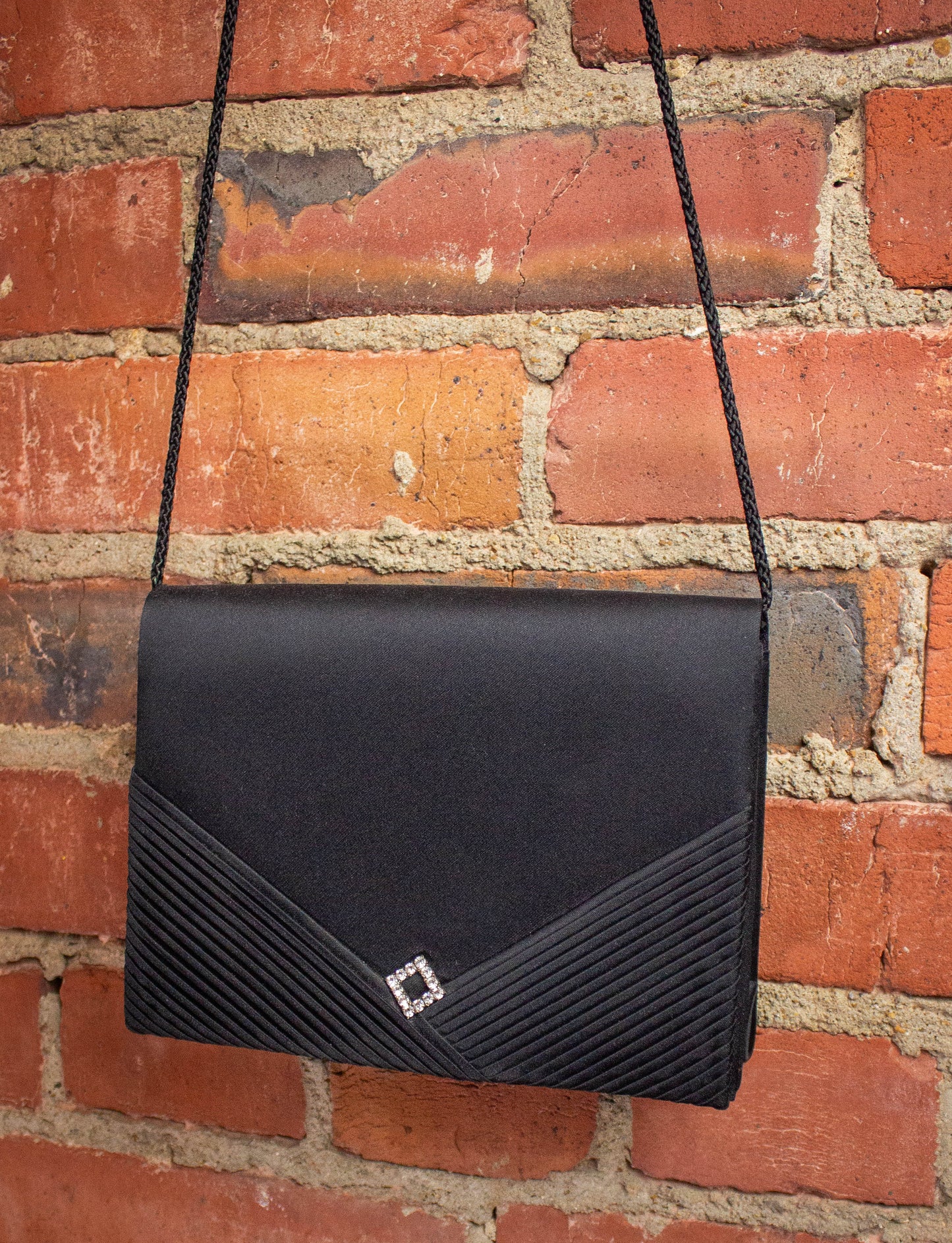 Vintage Black Party Crossbody Clutch 1980s