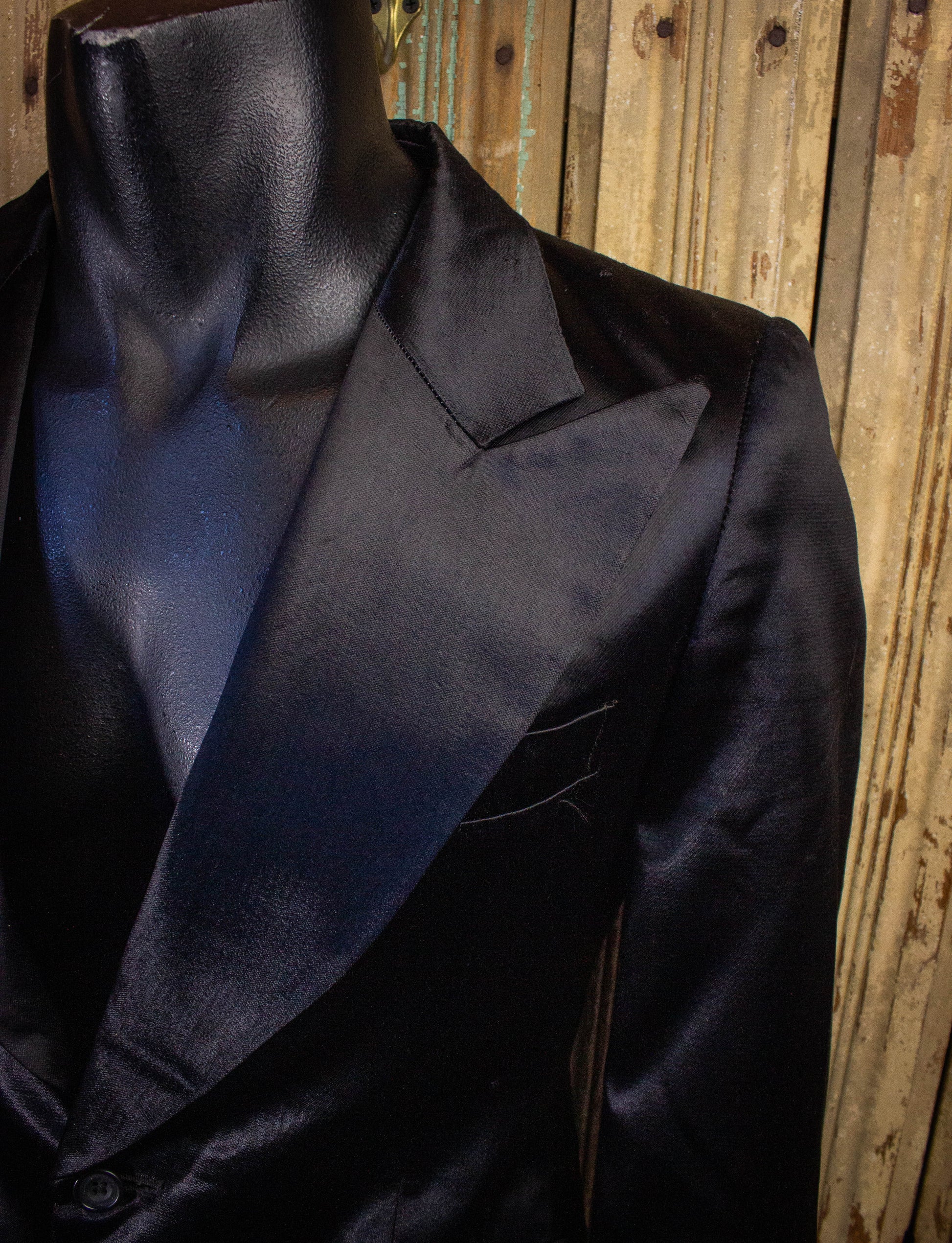 Vintage Black Satin Blazer 60s Small