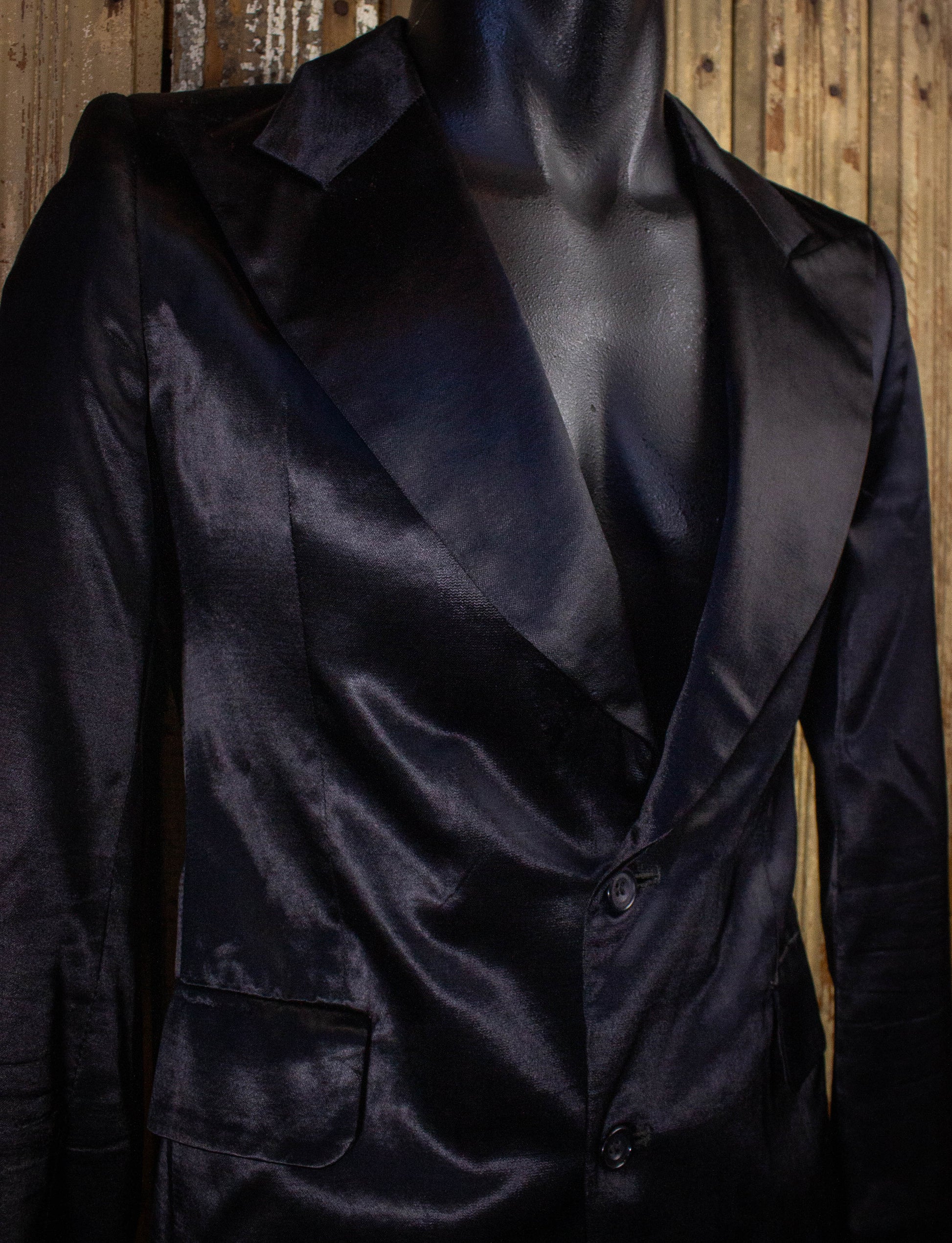 Vintage Black Satin Blazer 60s Small