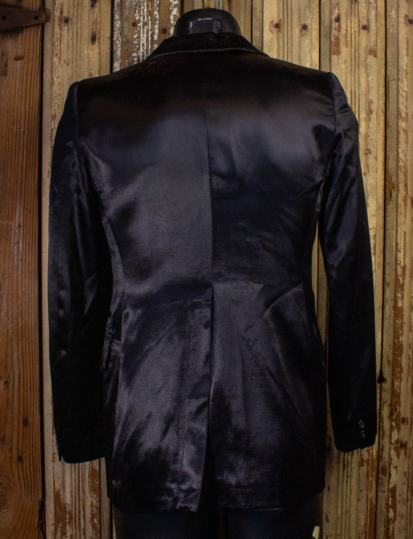 Vintage Black Satin Blazer 60s Small