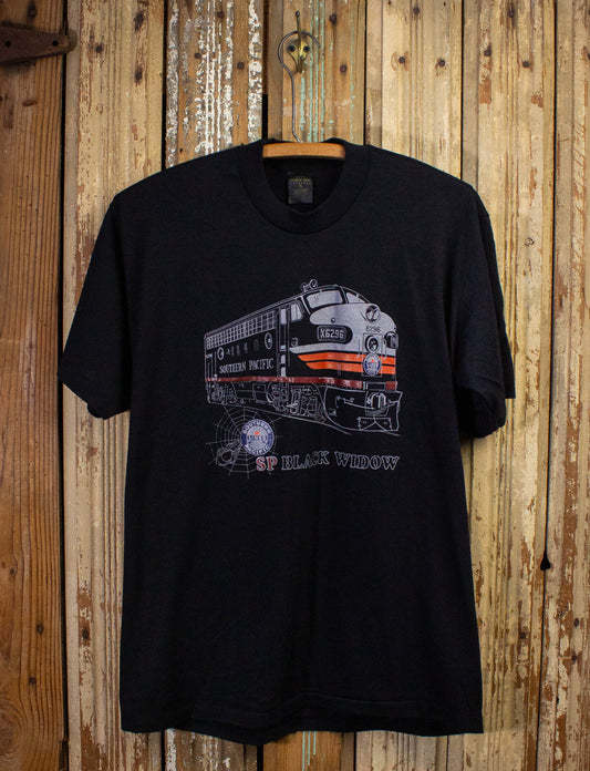 Vintage Black Widow Train Graphic T Shirt 80s Black Large