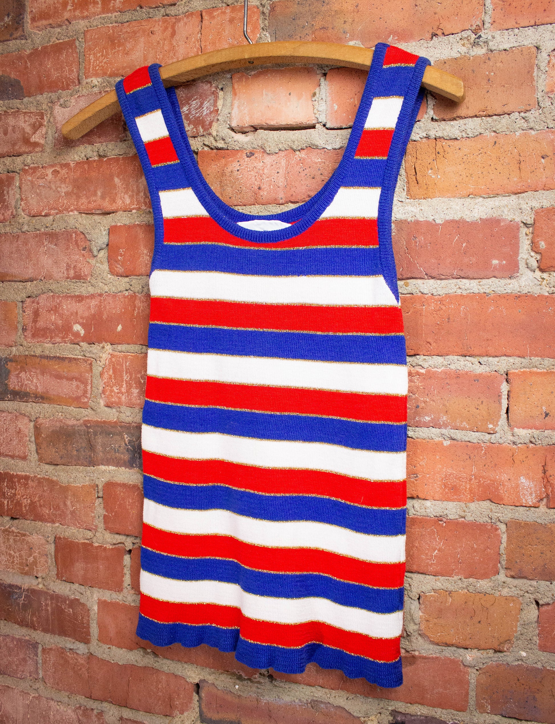 Vintage Bobbie Brooks Knit Striped Tank 1960s XS