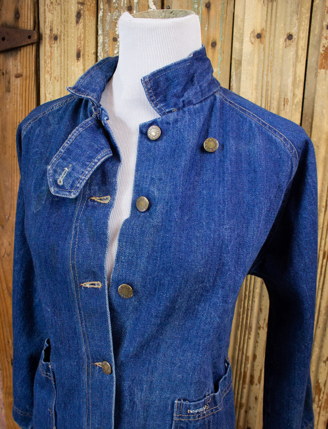 Vintage Brittania Denim Duster Coat 90s Large