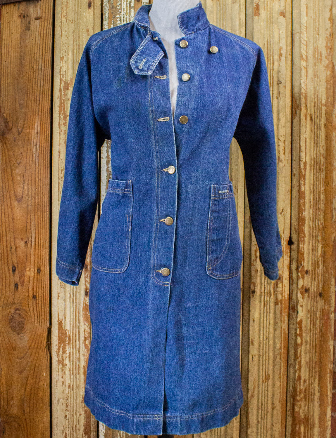 Vintage Brittania Denim Duster Coat 90s Large