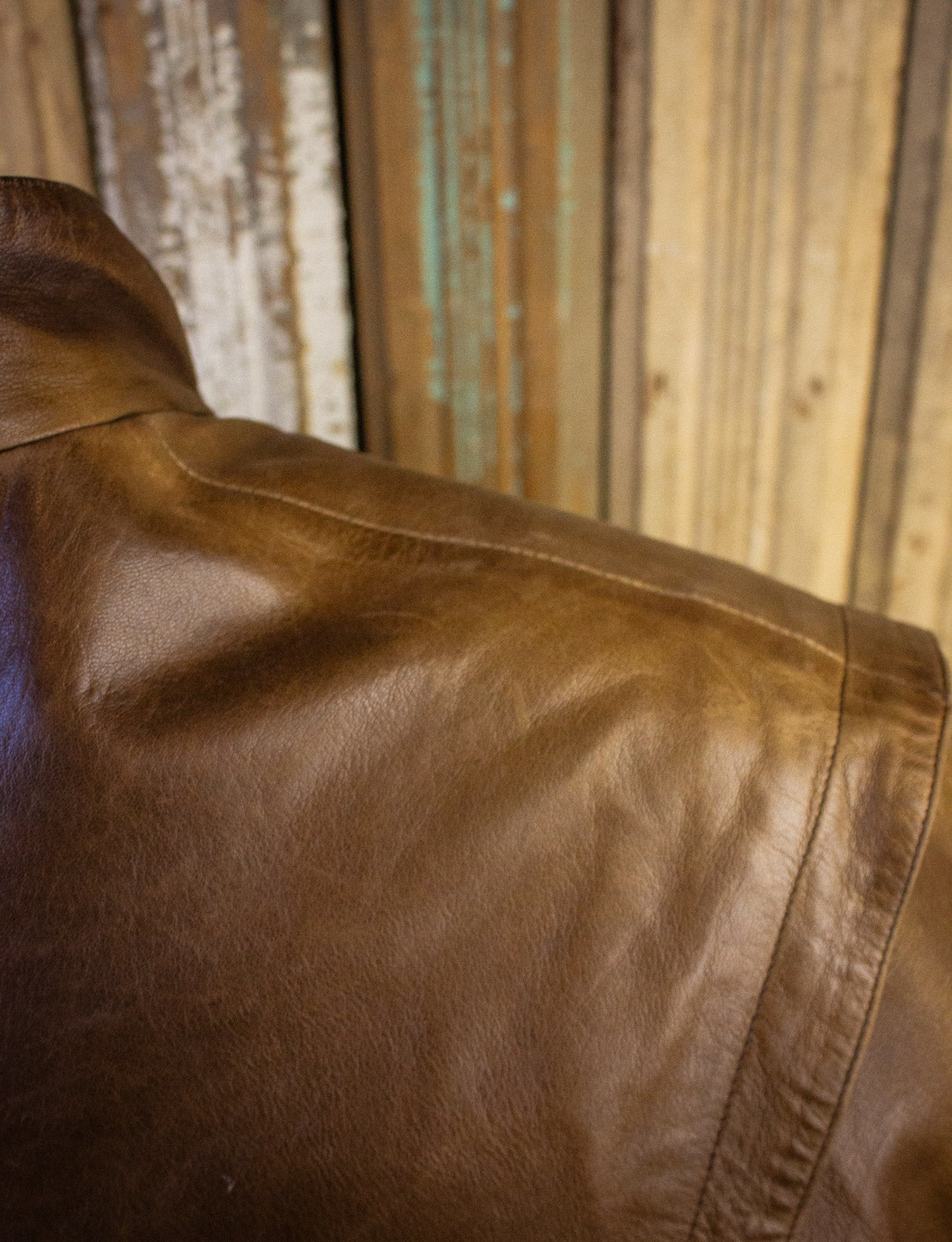 Vintage Brown Leather Jacket with Shoulder Flaps 80s XL