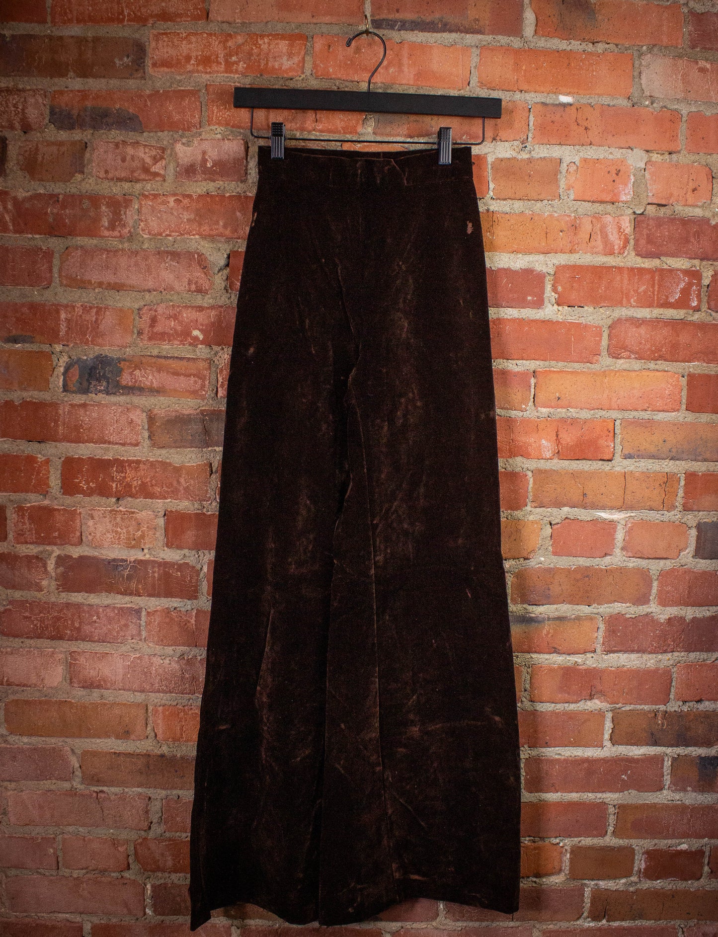 Vintage Brown Velvet Bell Bottom Pants 70s 22x30