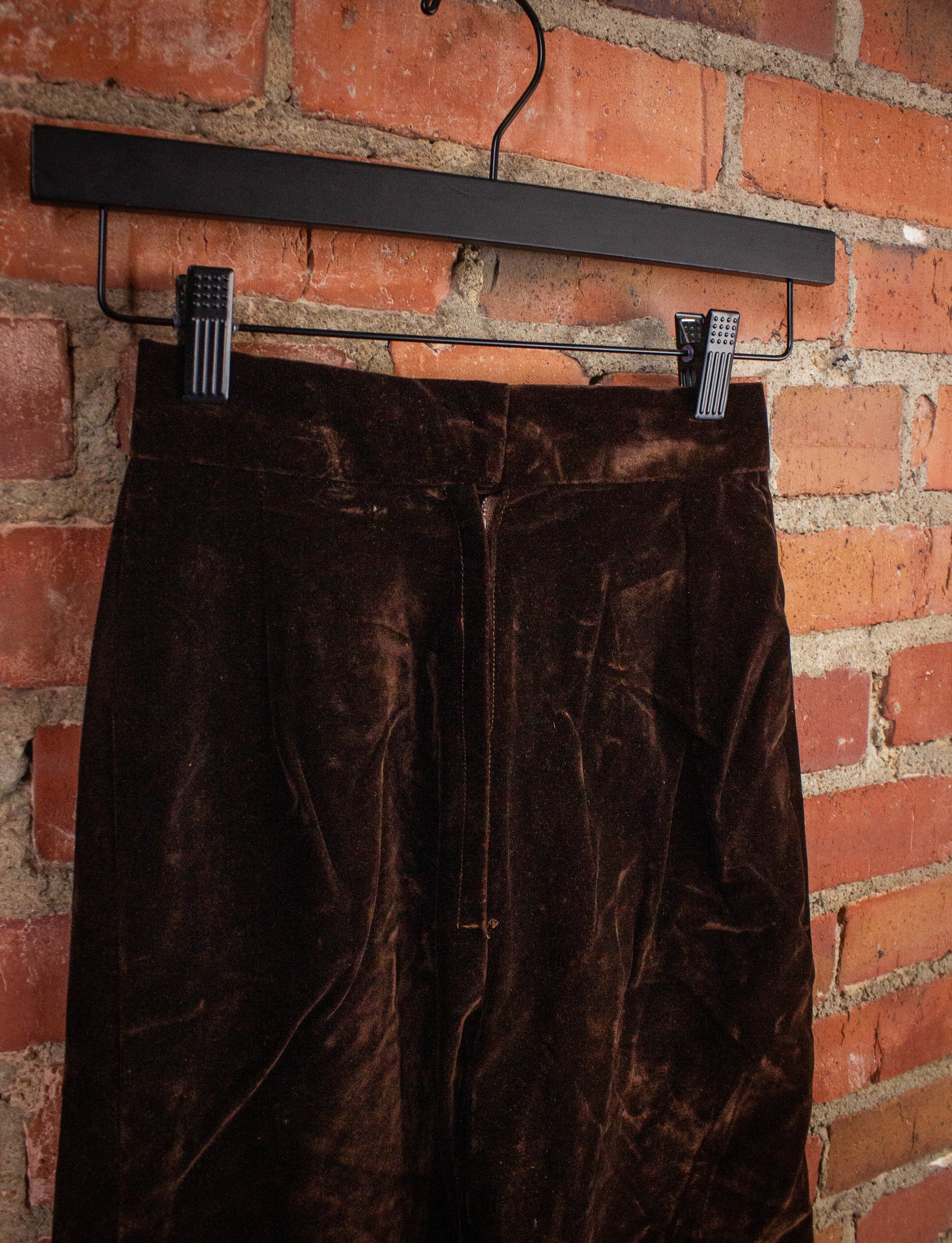 Vintage Brown Velvet Bell Bottom Pants 70s 22x30