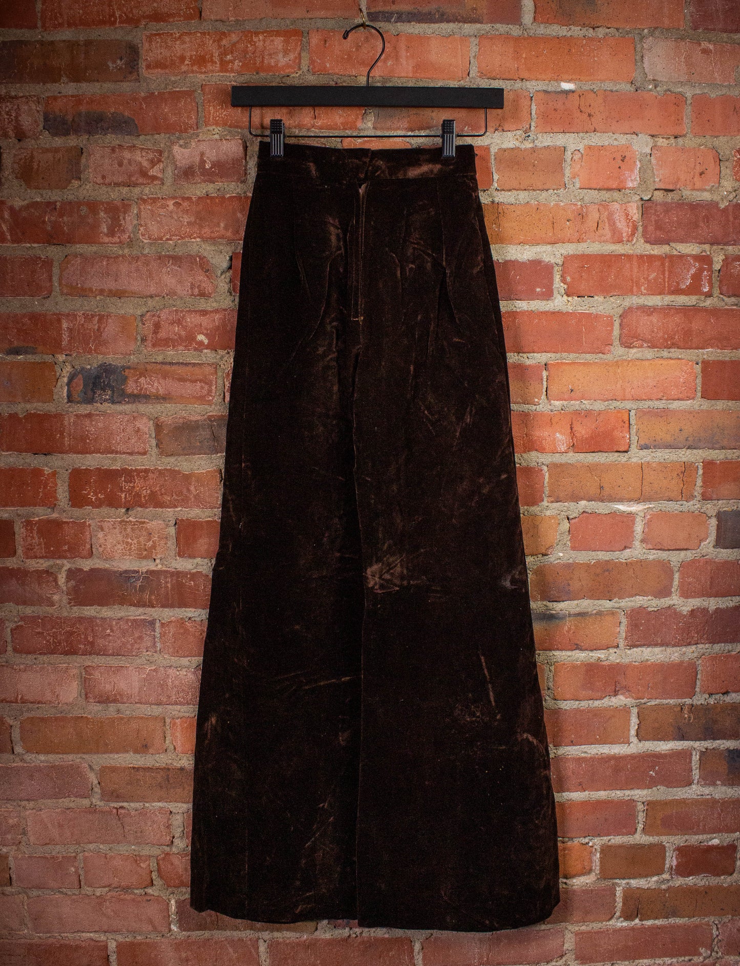 Vintage Brown Velvet Bell Bottom Pants 70s 22x30