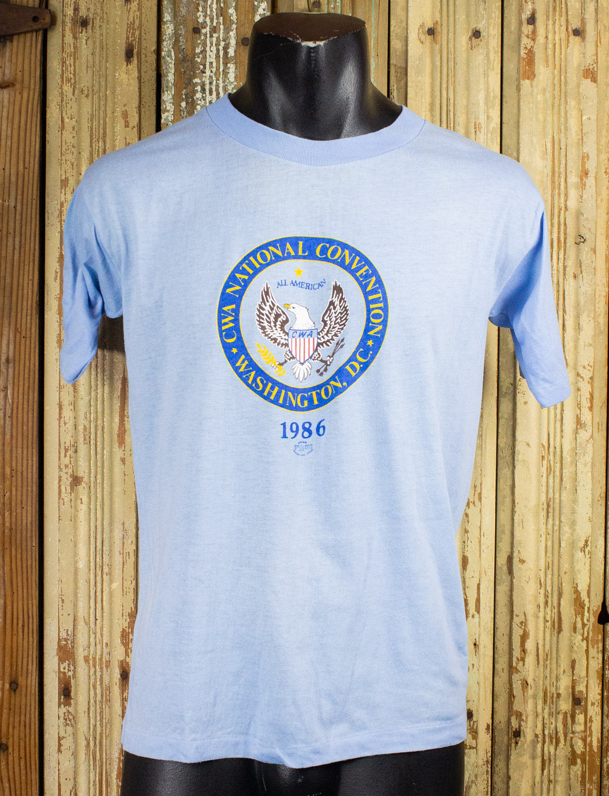 Vintage CWA National Convention Graphic T Shirt 1986 Blue Medium