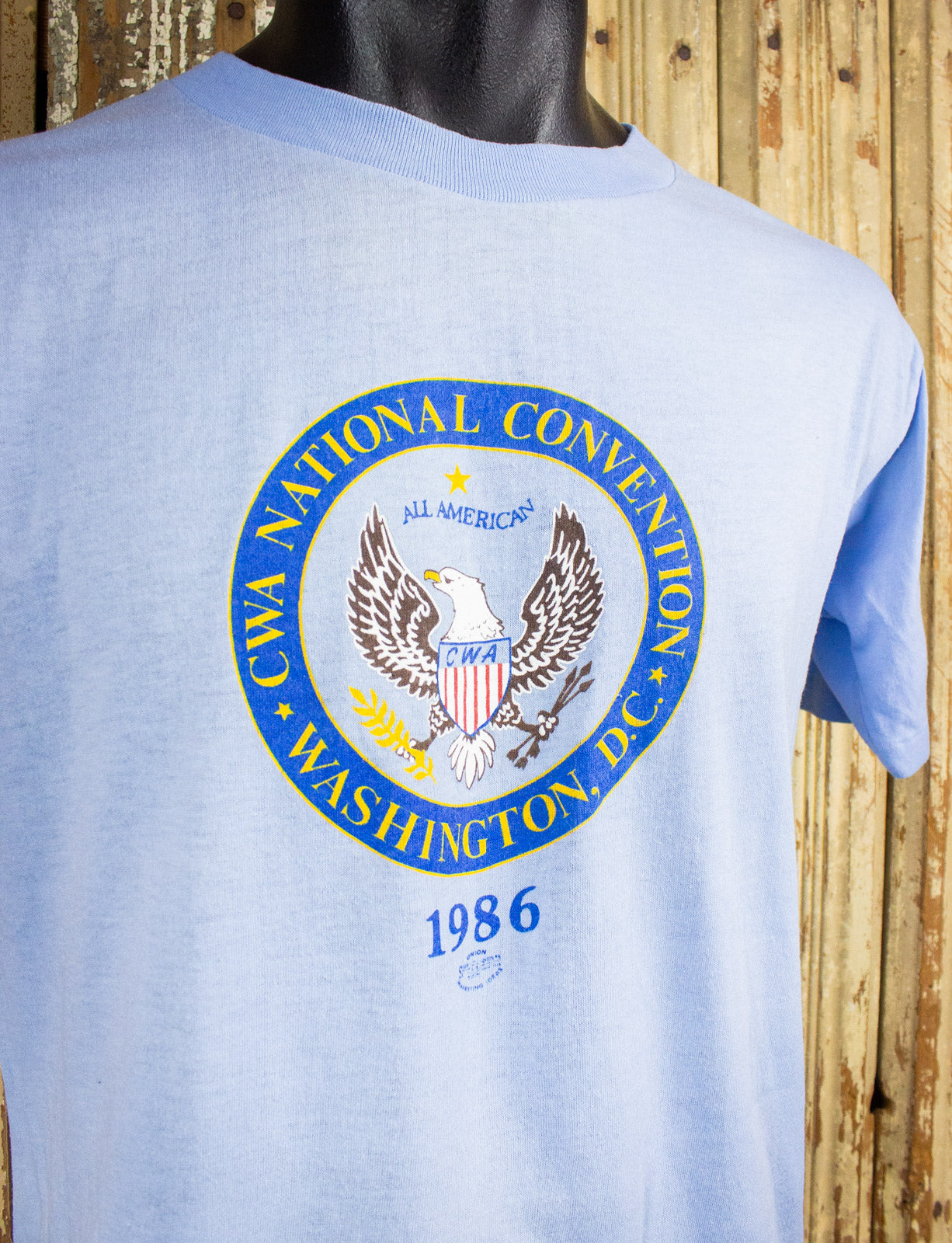 Vintage CWA National Convention Graphic T Shirt 1986 Blue Medium