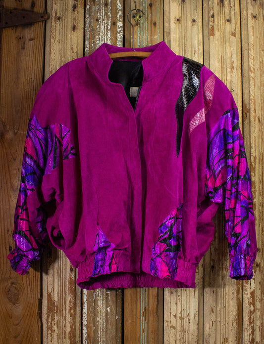 Vintage Cache Suede Bomber Jacket 80s Pink Medium