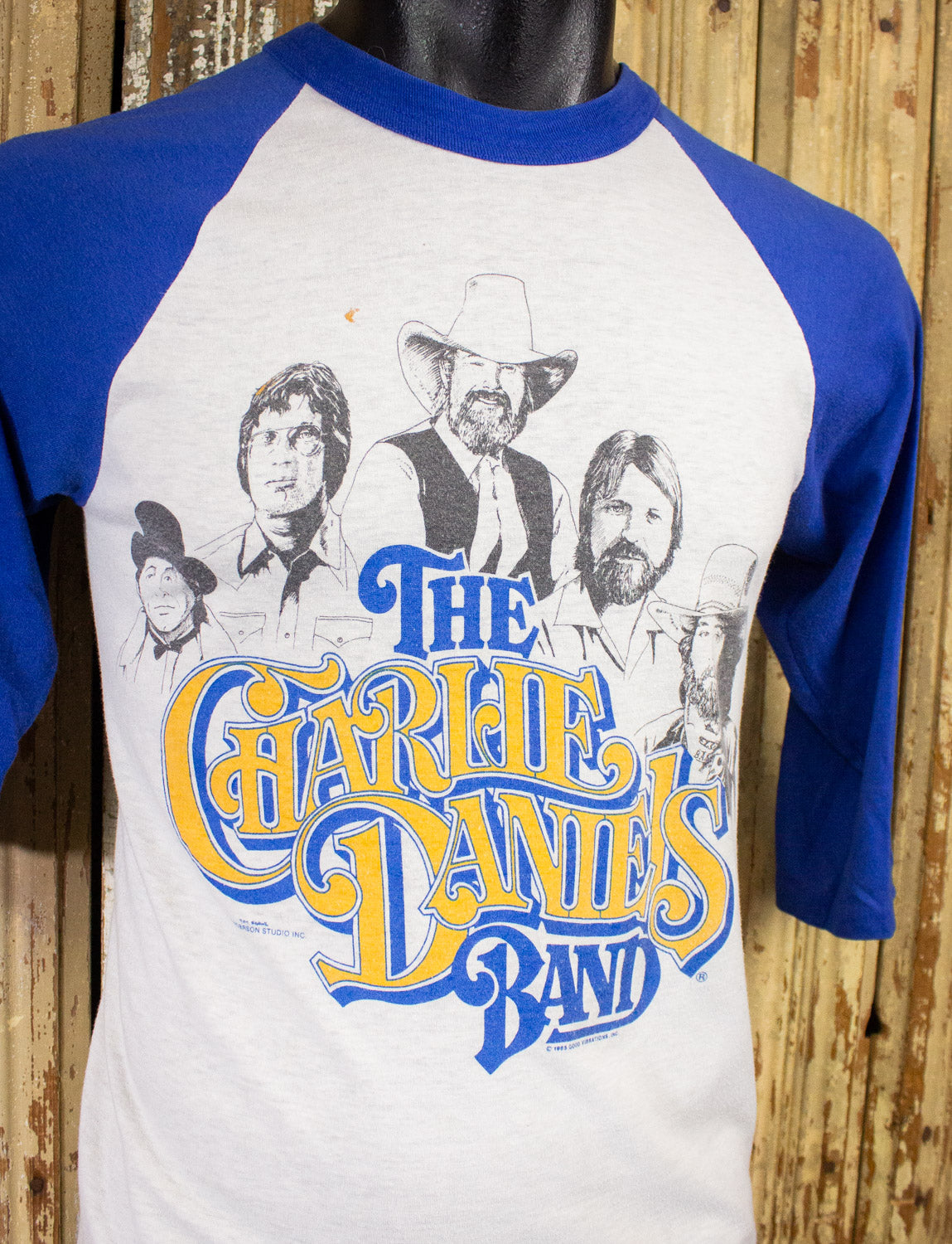 Vintage Charlie Daniels Band Raglan Concert T Shirt 1985 Blue/White Small