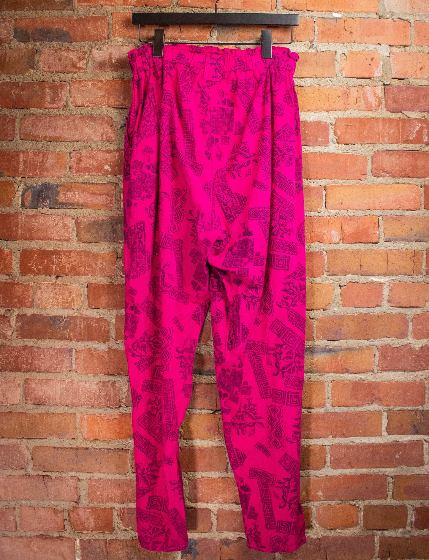 Vintage Clovely Fuschia Patterned Pants 1990s 26W