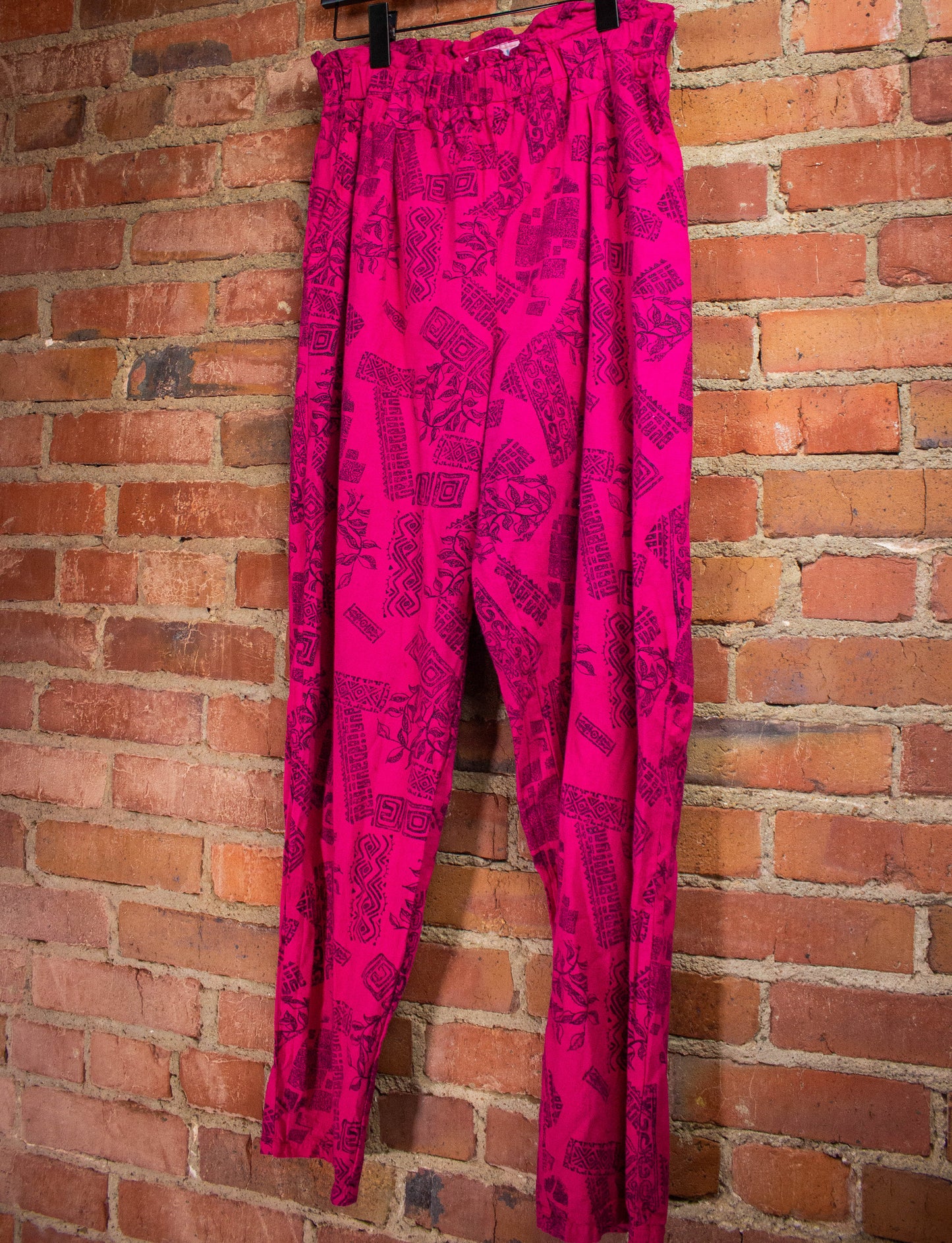 Vintage Clovely Fuschia Patterned Pants 1990s 26W