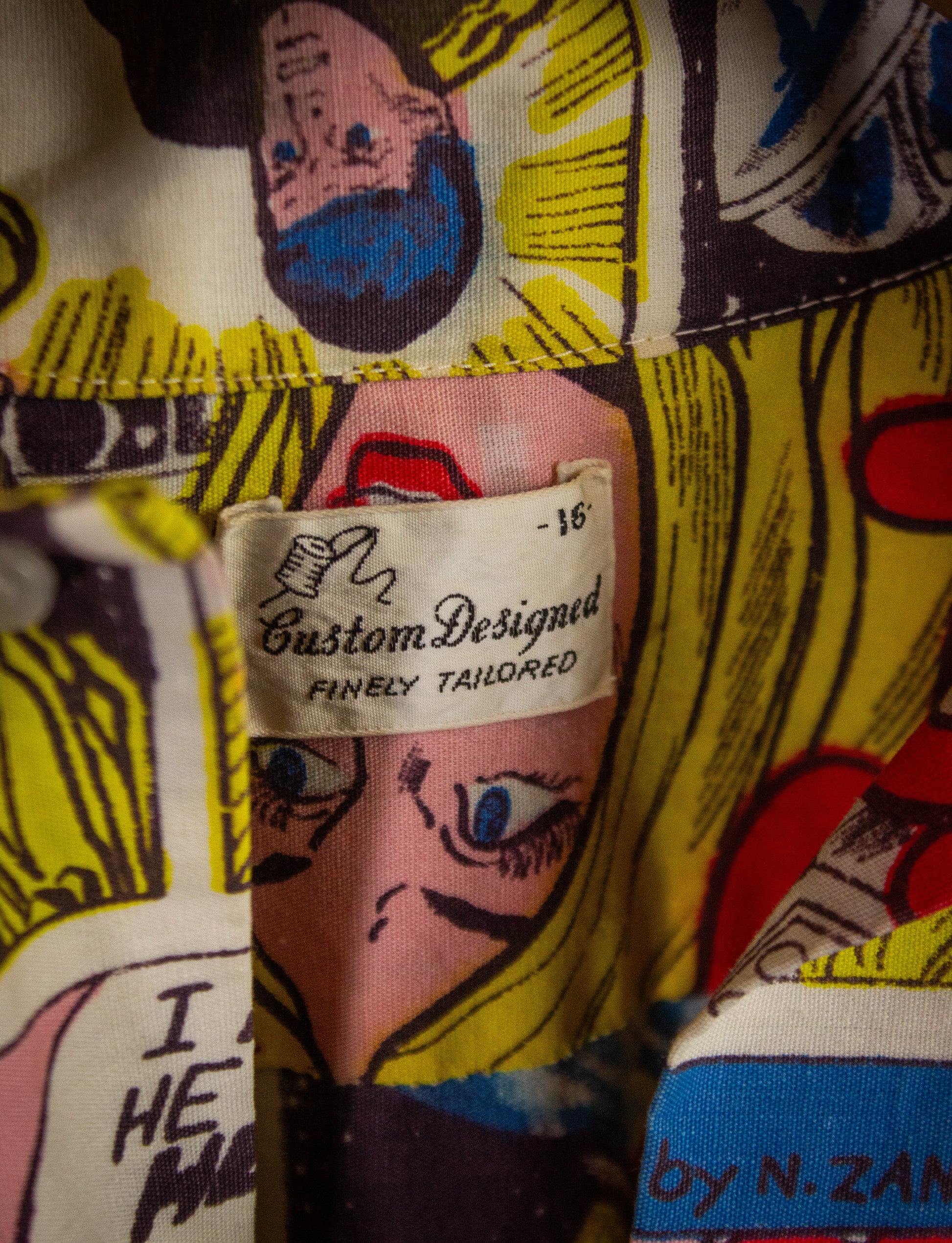 Vintage Pop Art Comic Strip Button Up Shirt 70s Small