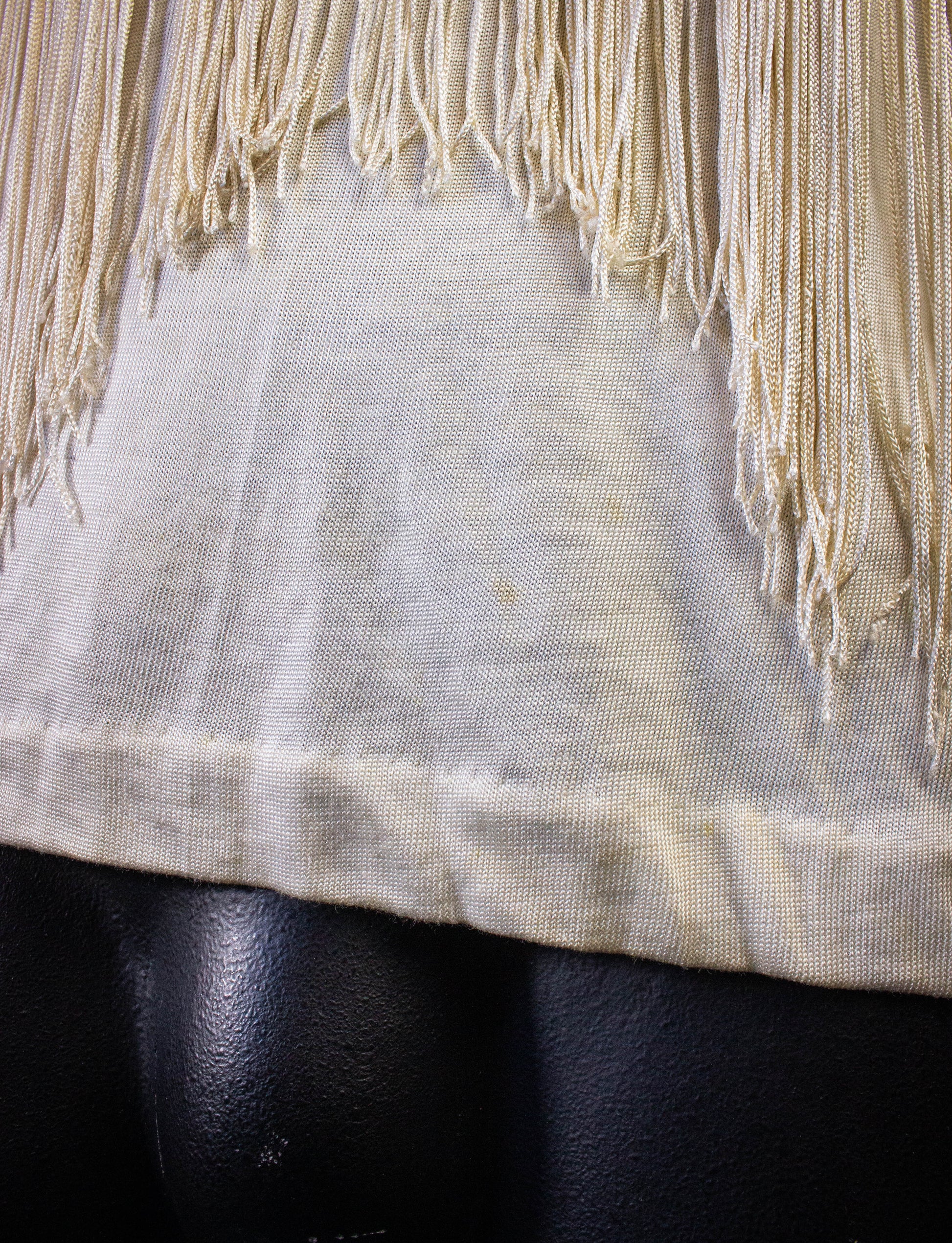 Vintage Cream Fringe Shirt 70s Small