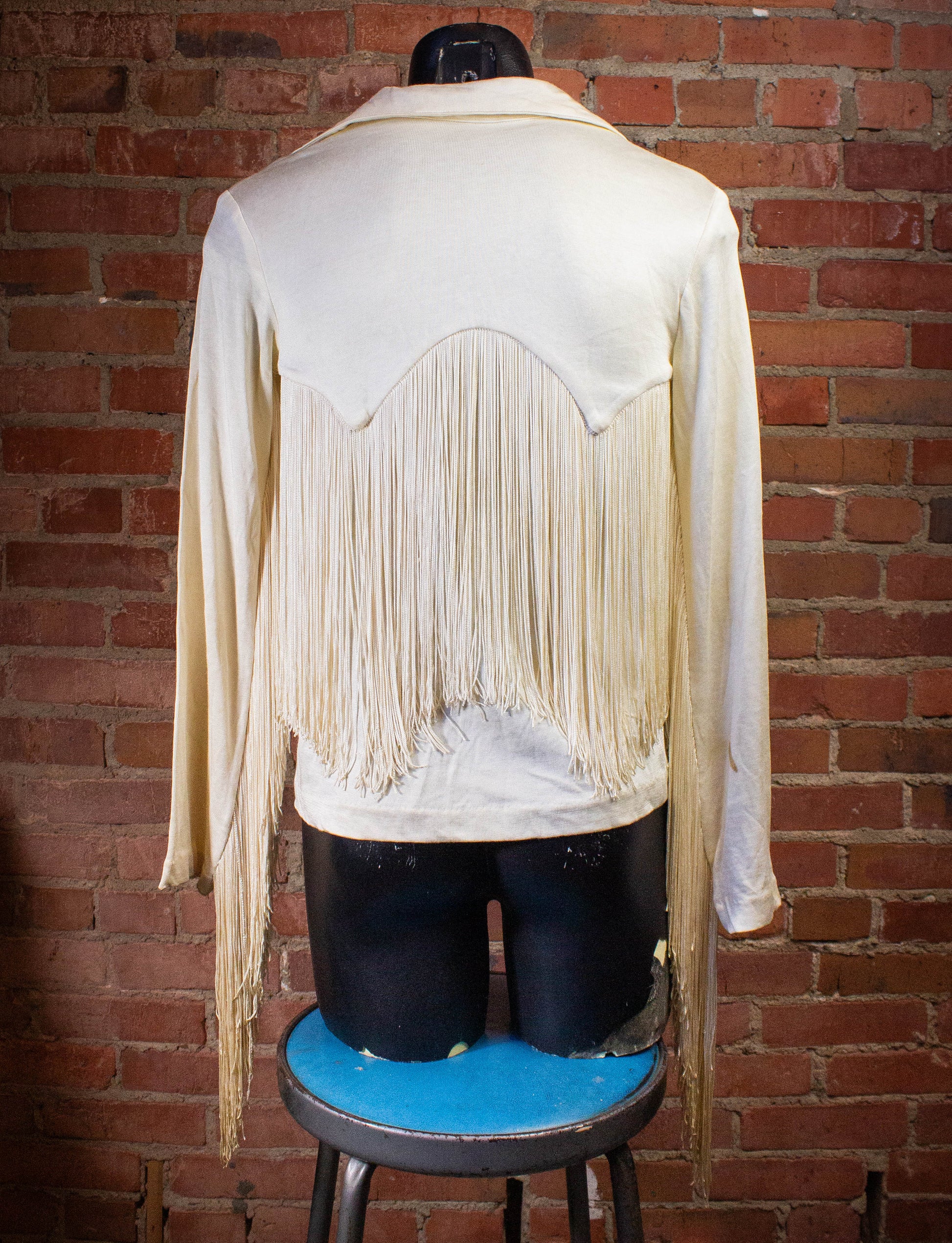 Vintage Cream Fringe Shirt 70s Small