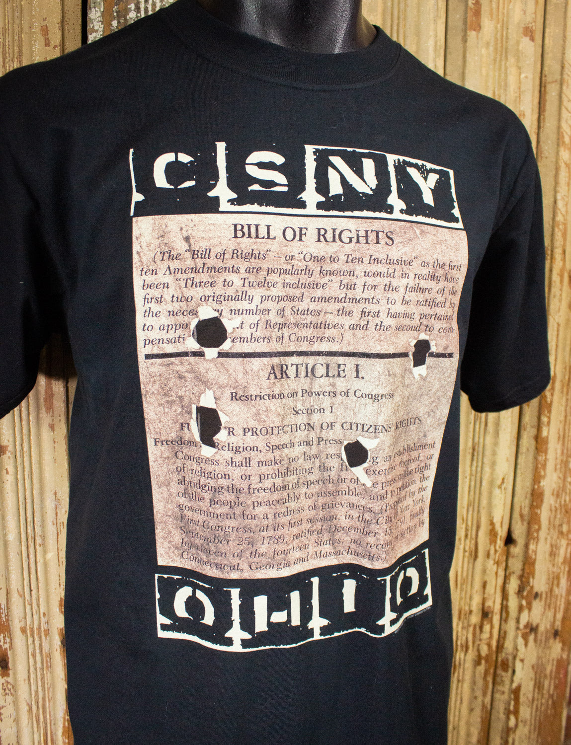 Vintage Crosby Stills Nash and Young Ohio Concert T Shirt 2000 Black Large