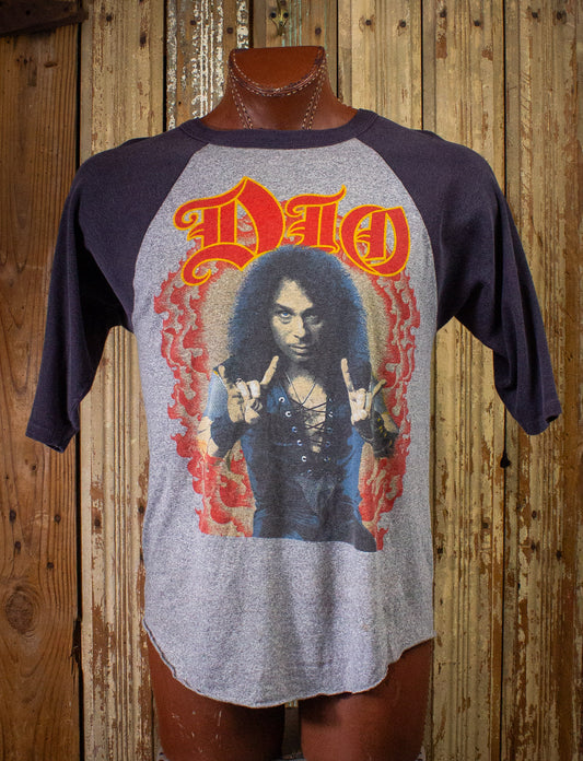 Vintage Dio Sacred Heart Tour Concert T shirt Raglan 1985 Black/Grey XL