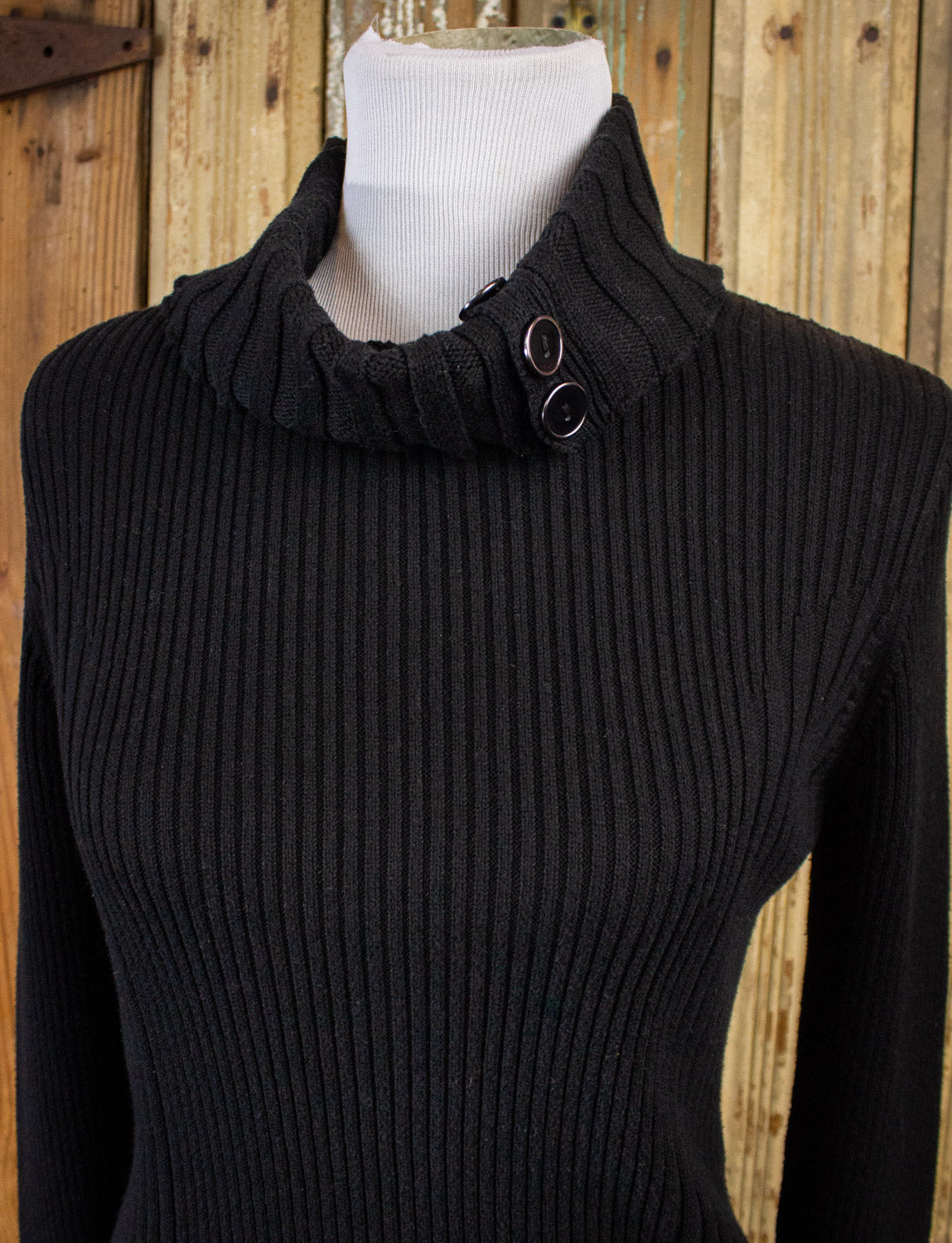 Vintage Women's DKNY Black Turtleneck Sweater 90s Small/Medium