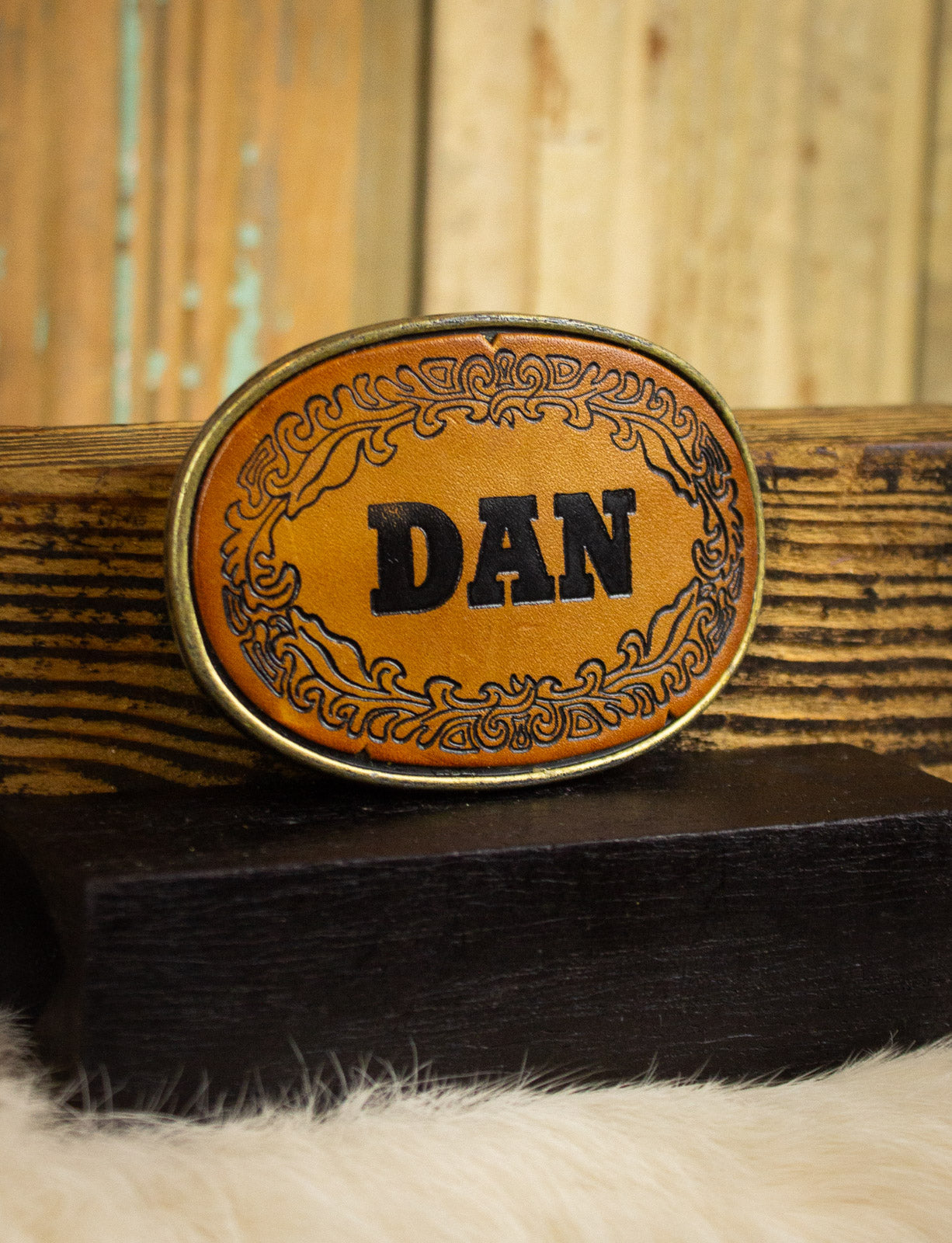 Vintage Dan Belt Leather/Brass Buckle