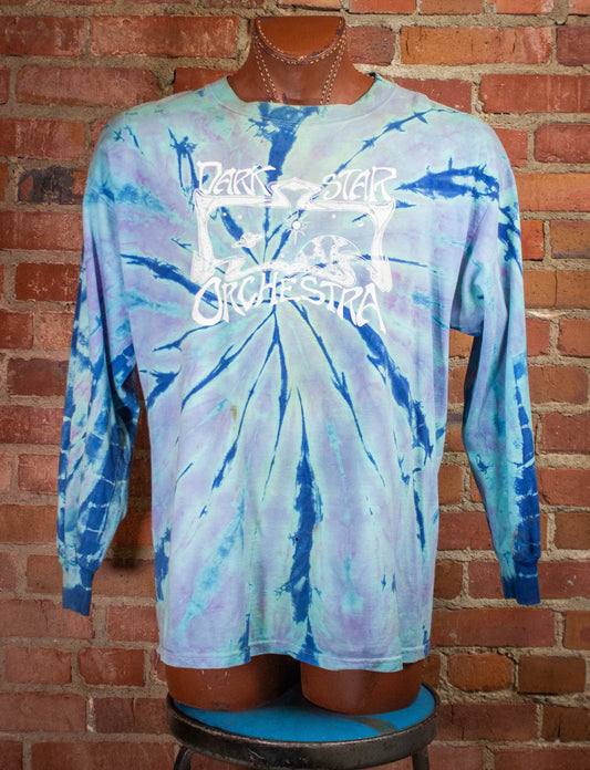 Vintage Dark Star Orchestra Long Sleeve Tie Dye Concert T Shirt 90s Blue/Purple XL