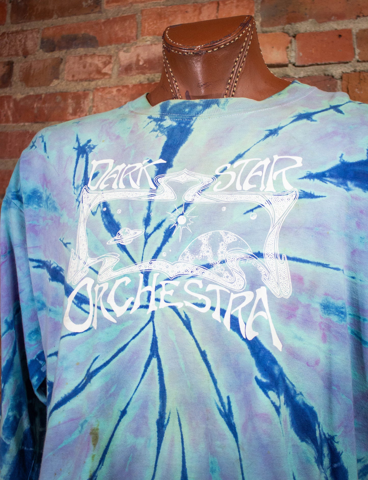 Vintage Dark Star Orchestra Long Sleeve Tie Dye Concert T Shirt 90s Blue/Purple XL