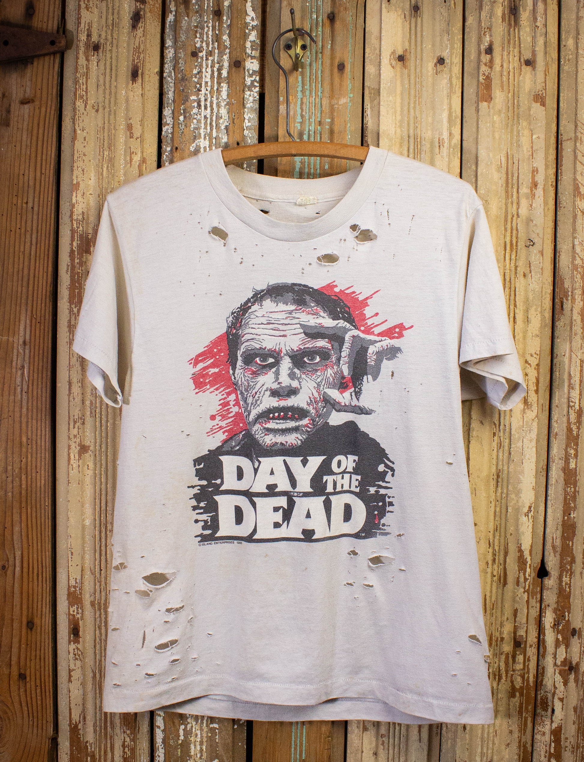 Vintage Day of the Dead Graphic T Shirt 1985 White Medium