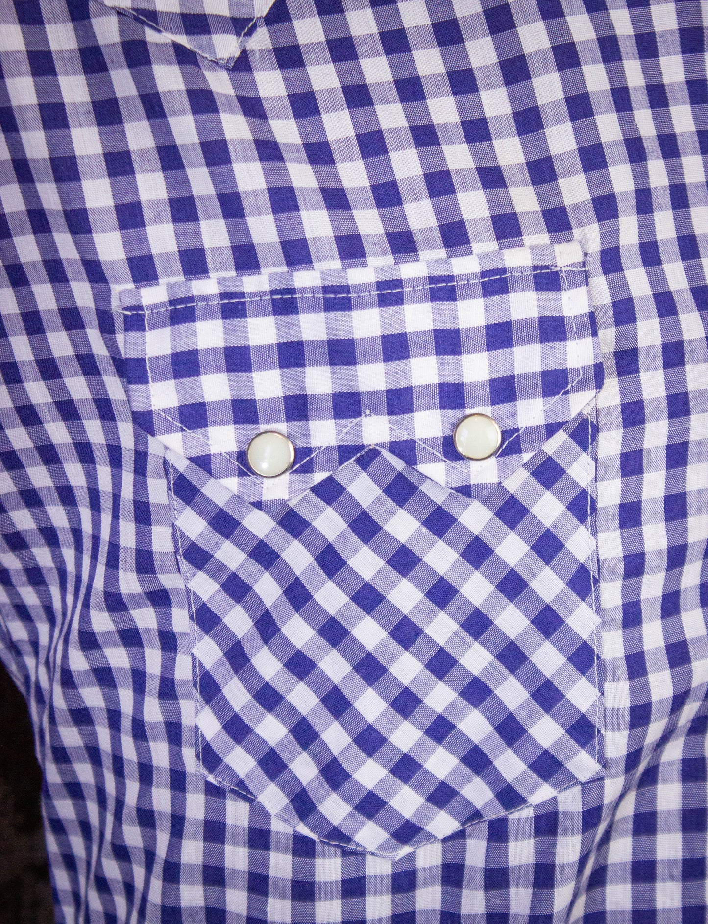 Vintage Dee Cee Plaid Pearl Snap Western Shirt Blue/White XL