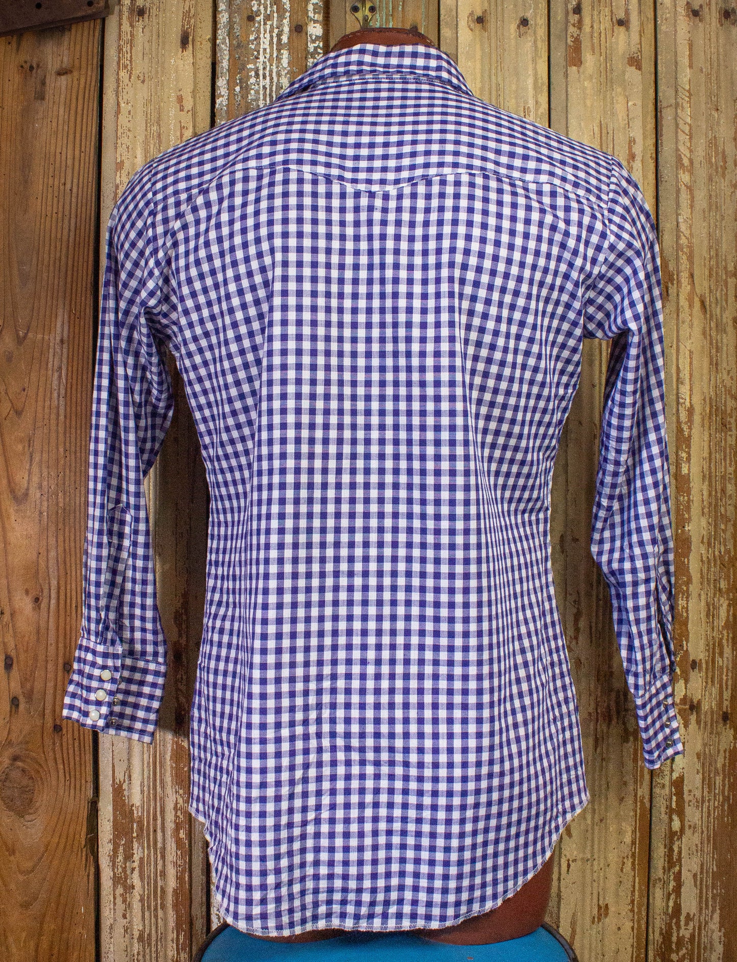 Vintage Dee Cee Plaid Pearl Snap Western Shirt Blue/White XL