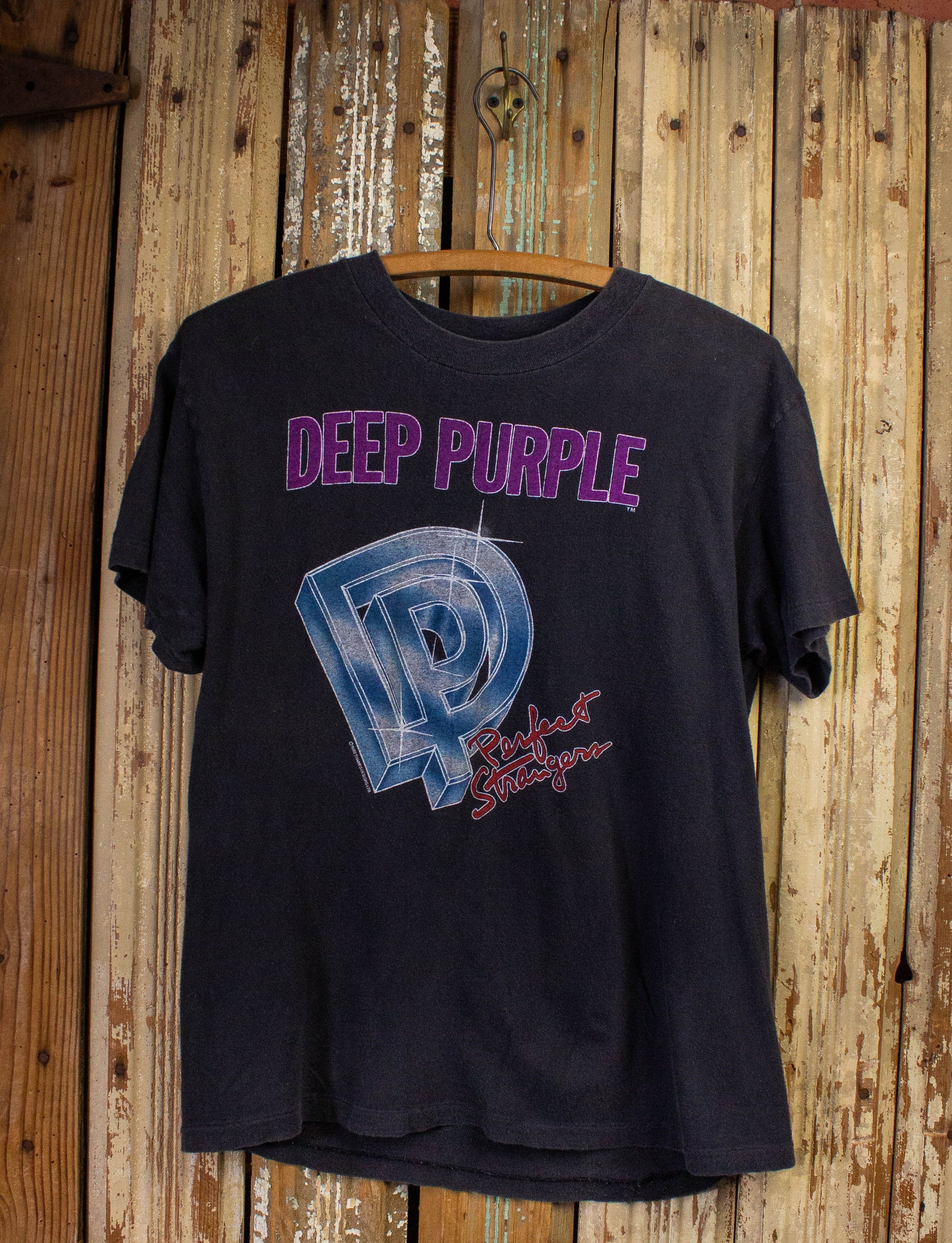 Vintage Deep Purple Perfect Strangers Concert T Shirt Black Medium