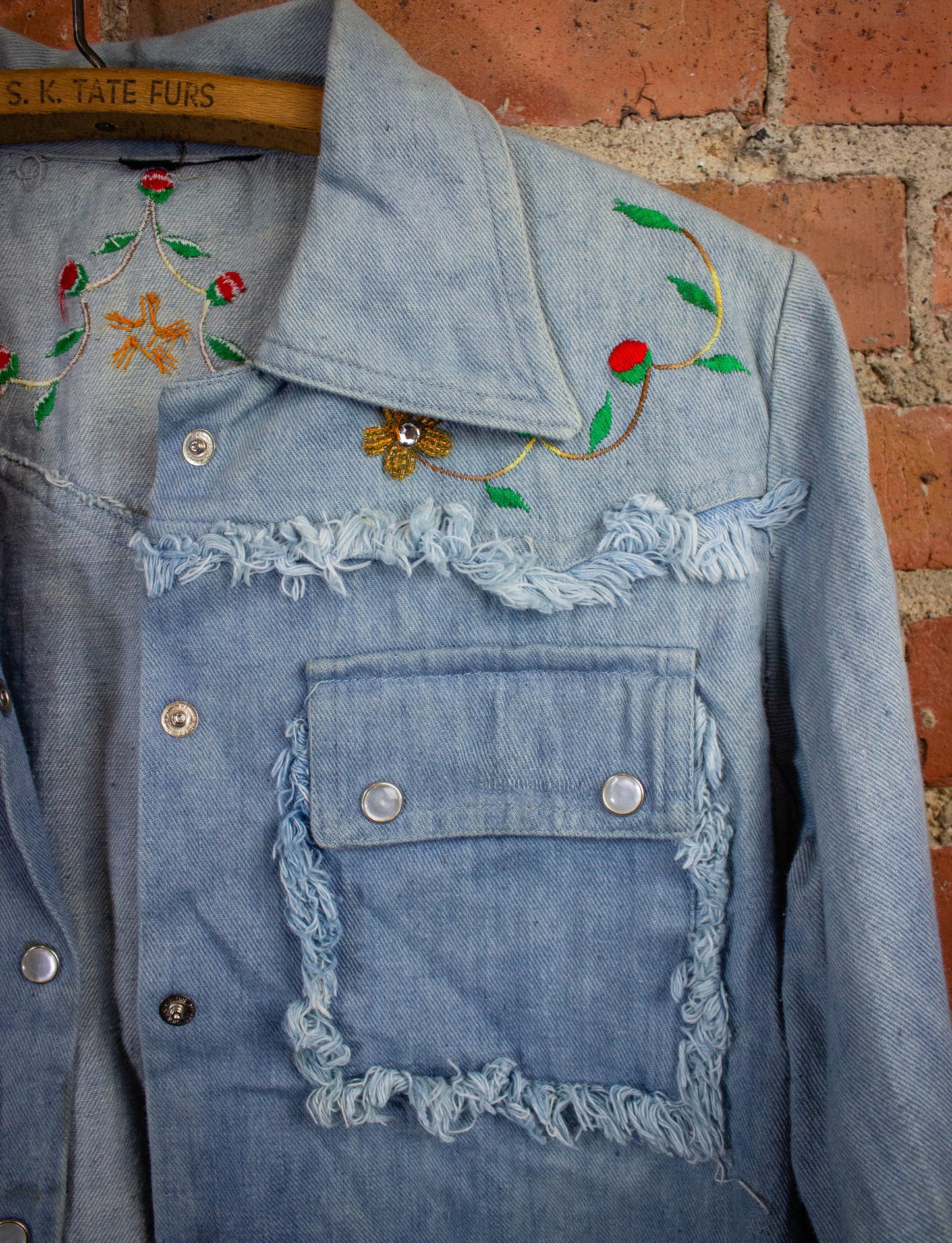 Vintage Denim Light Wash Crop Jacket 1970s S