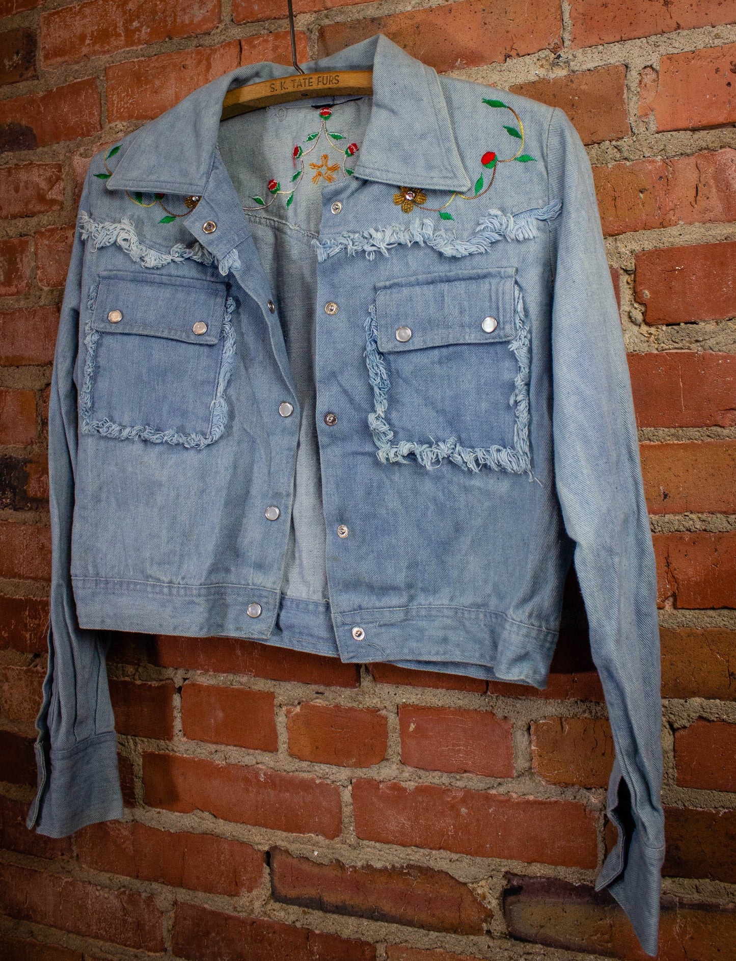 Vintage Denim Light Wash Crop Jacket 1970s S