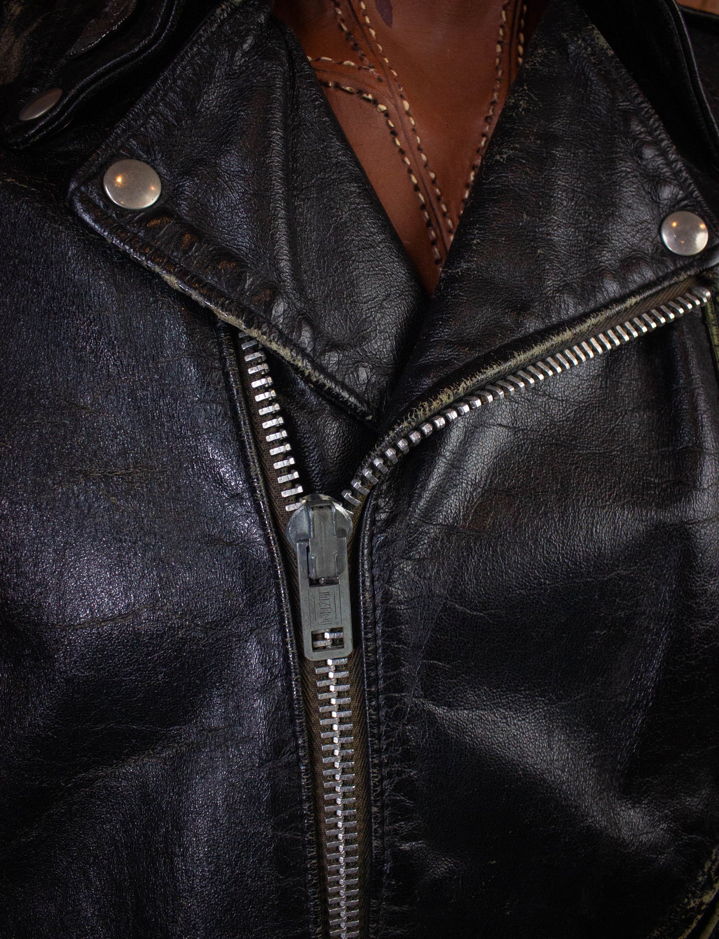 Vintage Diamond Dogs Leather Biker Jacket Black XL