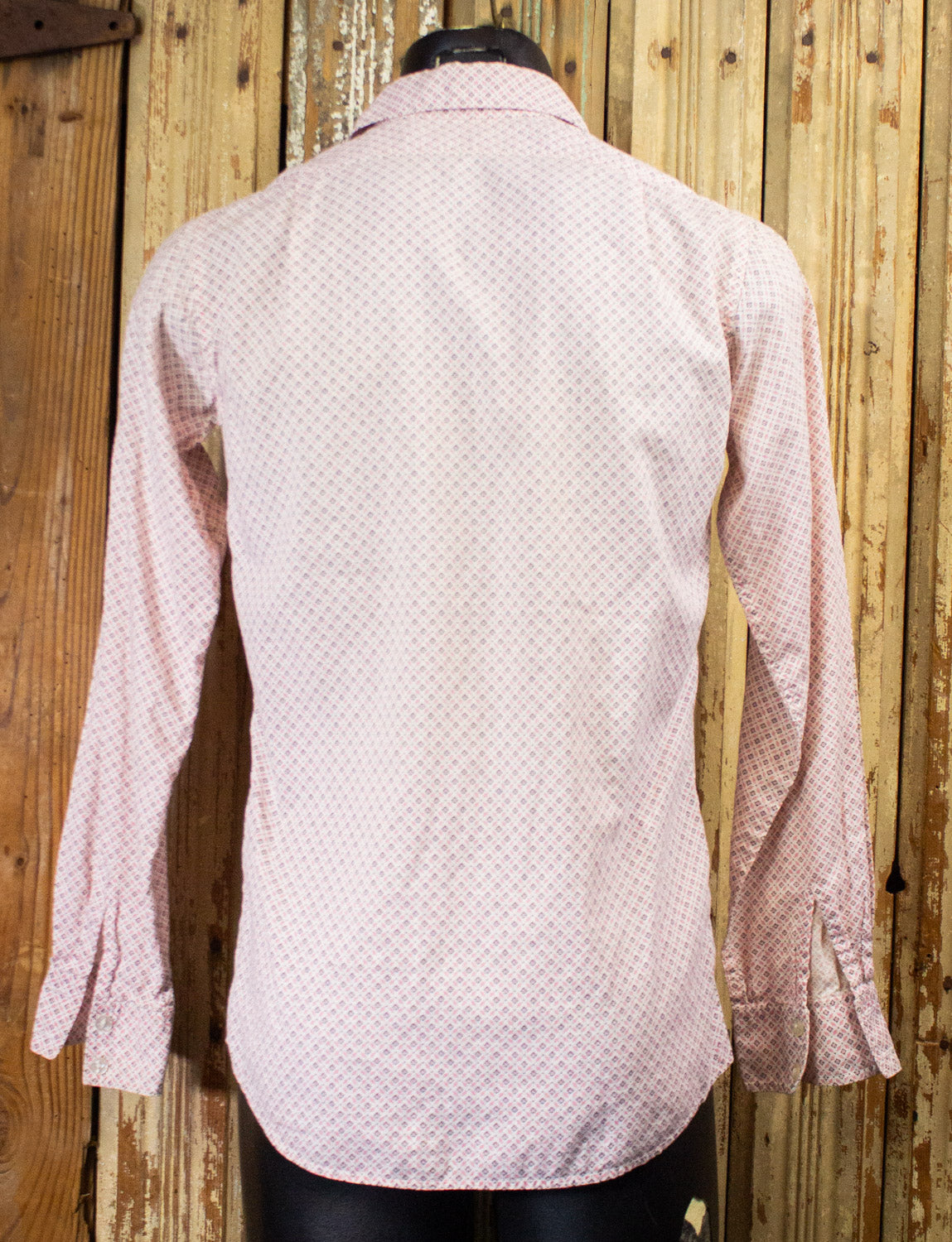 Vintage Pink and White Patterned Button Up Shirt Small